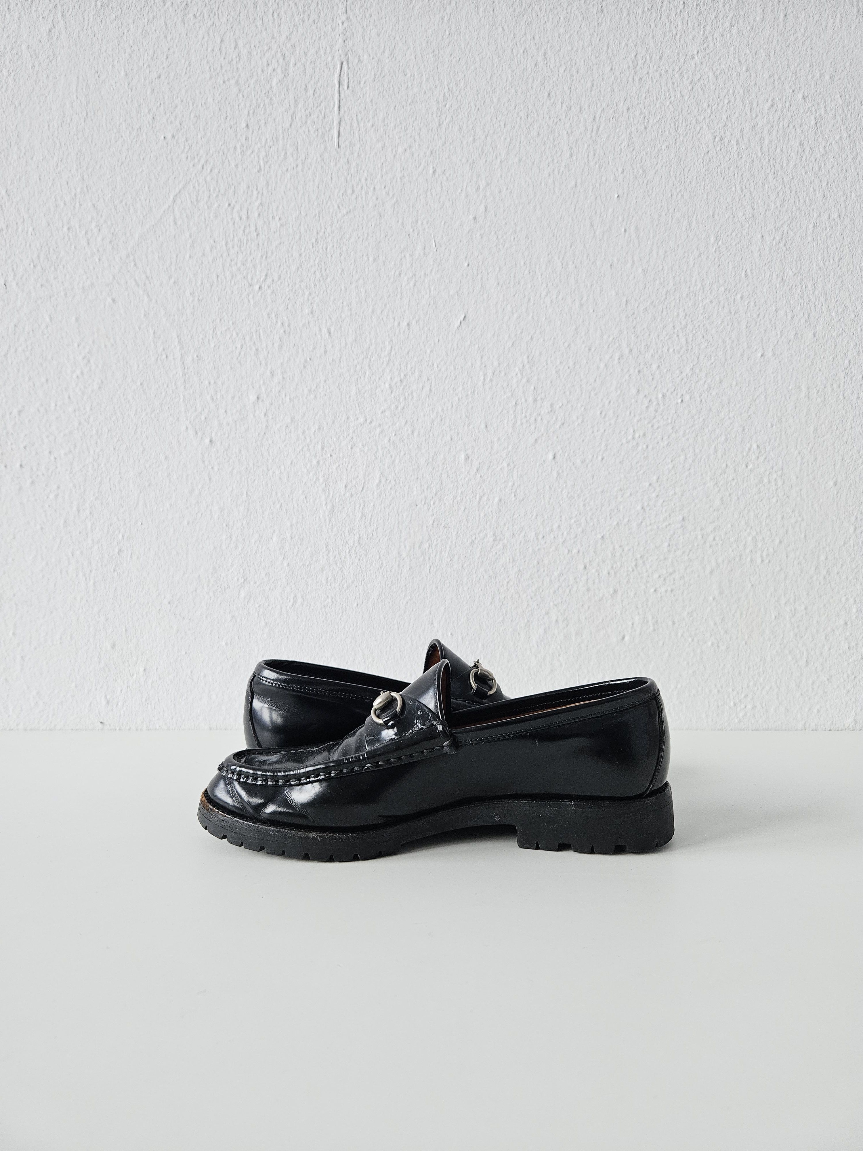 Gucci Vintage Gucci notched sole patent leather horsebit loafers Size US 7 / IT 37 - 9 Thumbnail