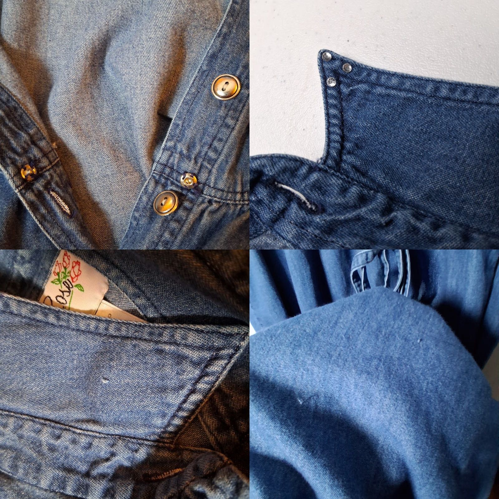 Vintage VINTAGE Pink Rose Shirt Dress 16P Petite Blue Chambray Denim Hot Air Balloon Casual Womens Size XXL / US 16-18 / IT 52-54 - 11 Thumbnail