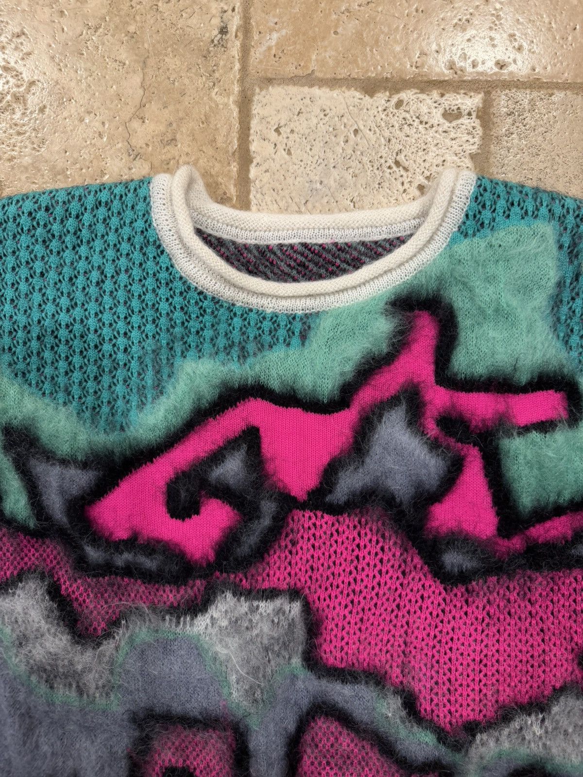 Loewe Loewe Oversized Multi Camo Jacquard-Knit Mohair Crew Sweater Size US S / EU 44-46 / 1 - 9 Thumbnail