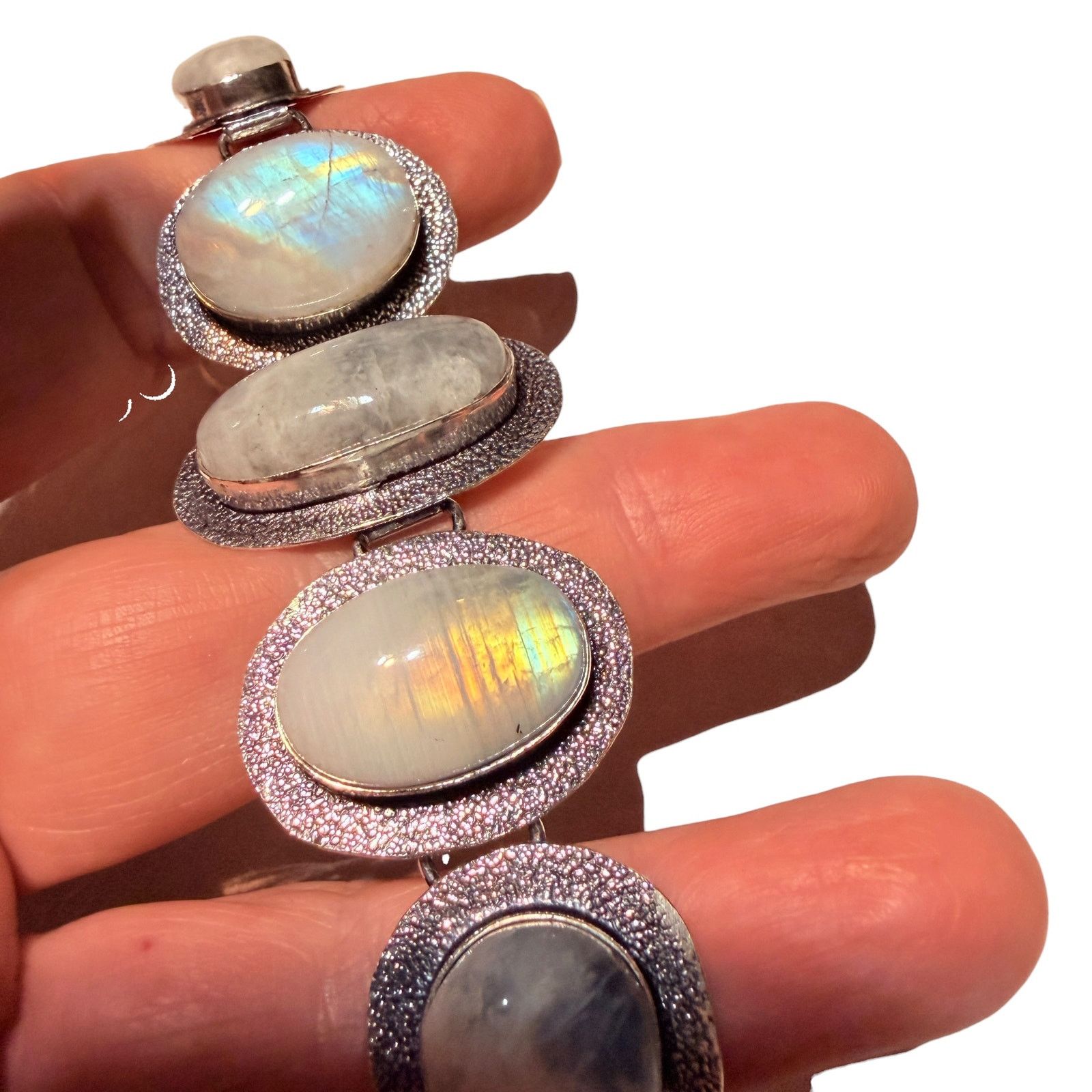 The Unbranded Brand Rainbow Moonstone Bracelet Sterling Silver Plated Size ONE SIZE - 3 Thumbnail