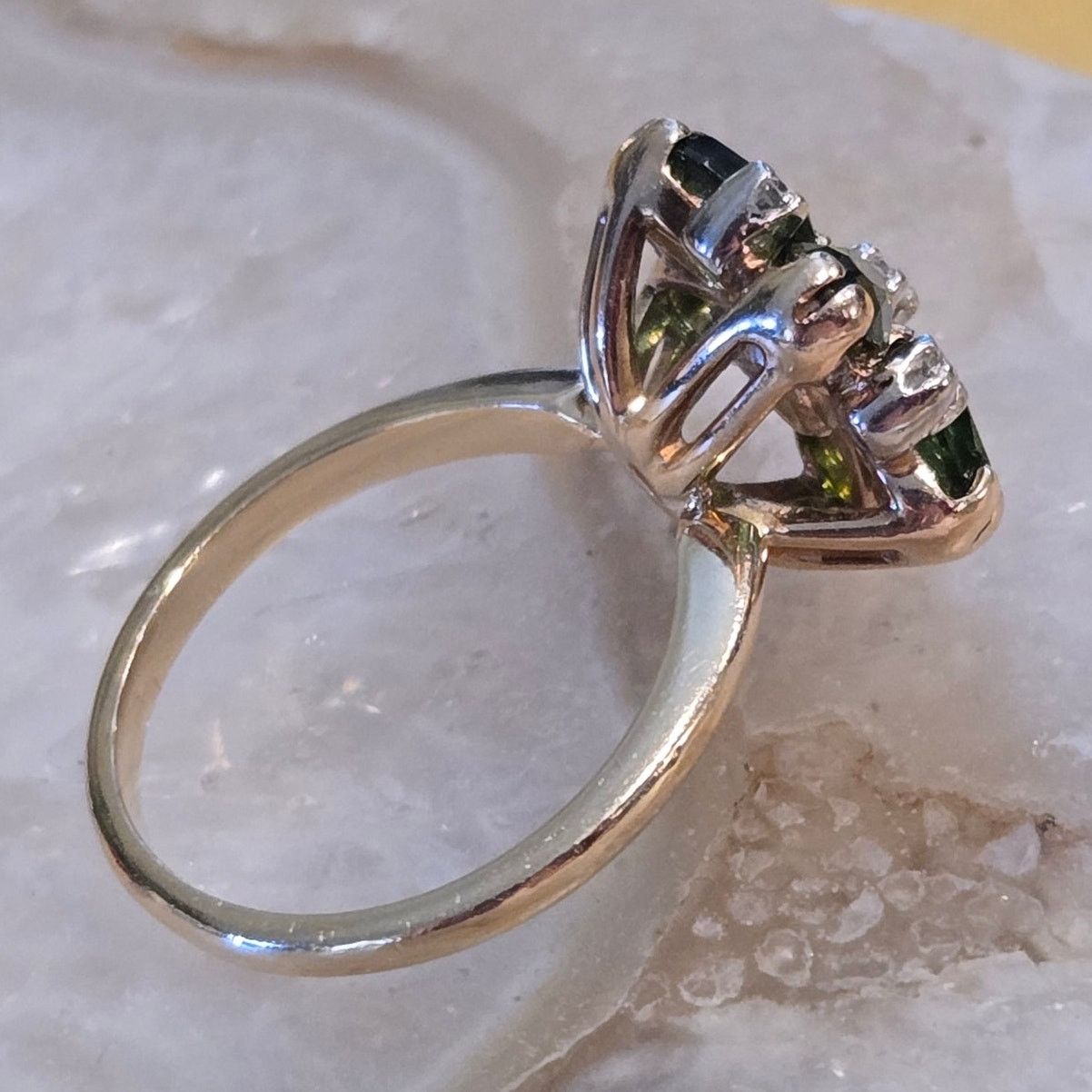 Hysteric Glamour 14K Yellow Gold Green Tourmaline & Diamond Daisy Cluster Size ONE SIZE - 10 Thumbnail