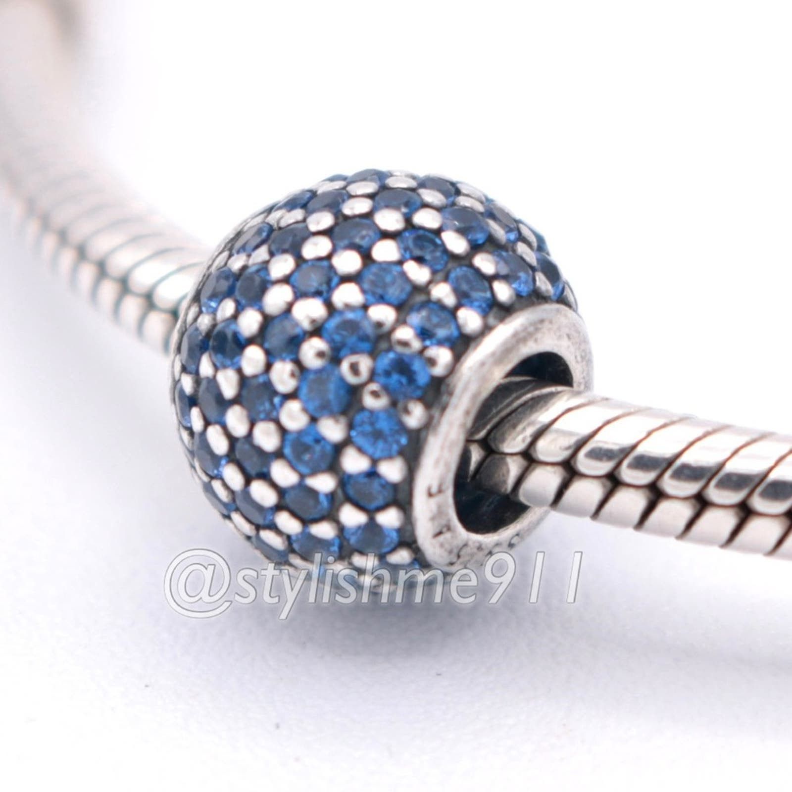 Authentic PANDORA Pave Lights with Blue Crystal Charm