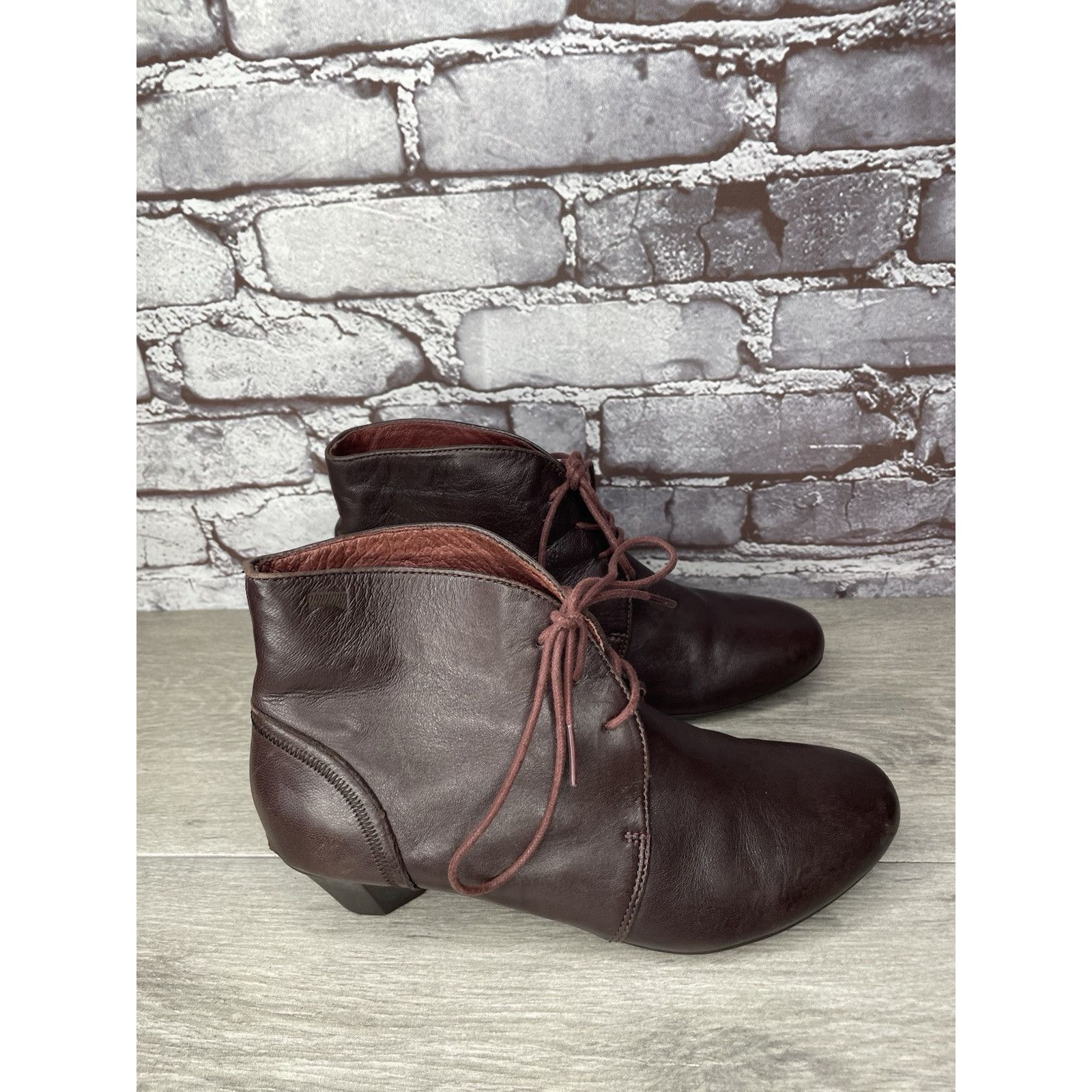 Camper Camper Alicante Brown Leather Lace Up Heel Ankle Boots Women Size US 7.5 / IT 37.5 - 20 Thumbnail