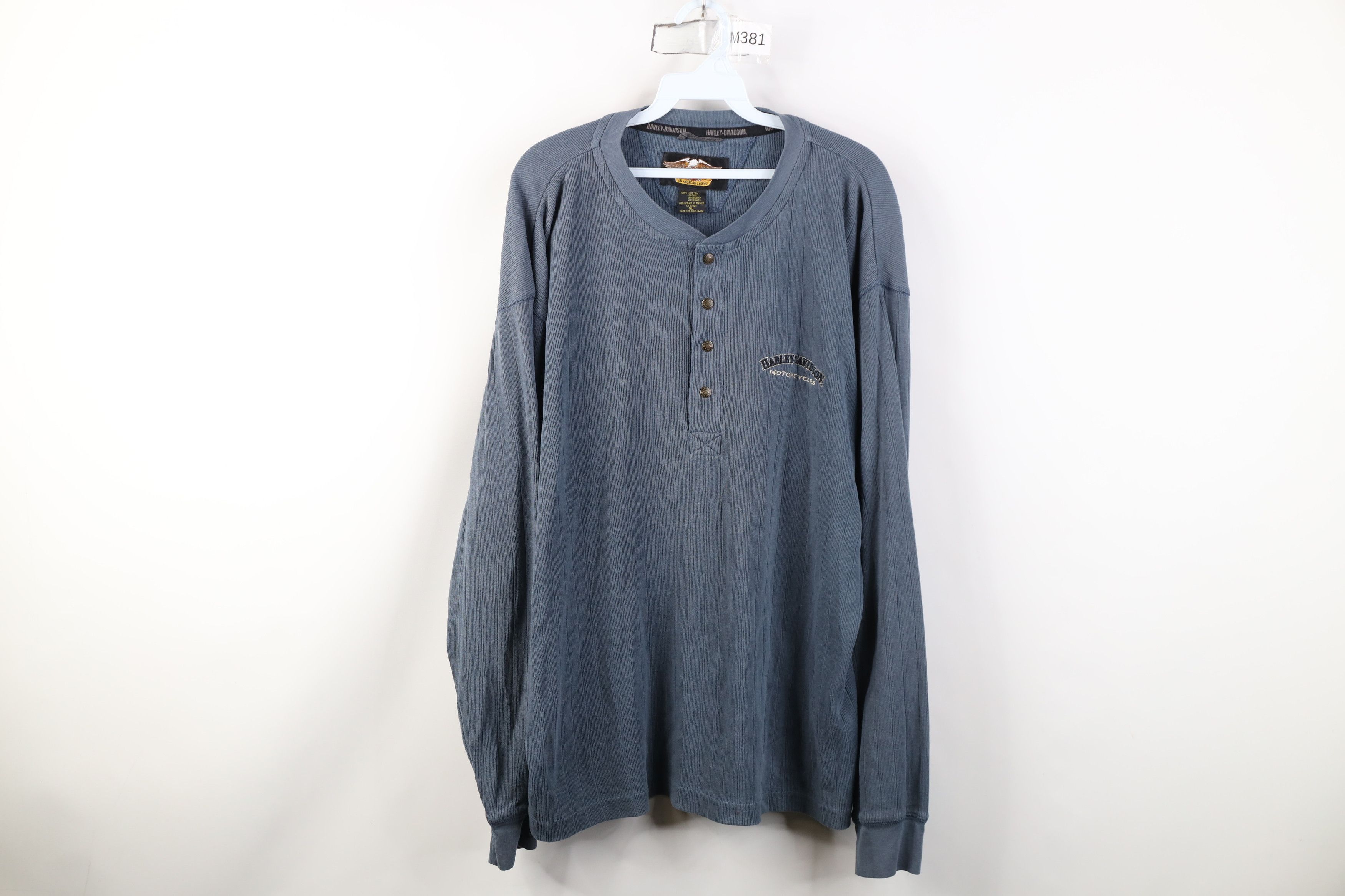Vintage 90s Harley Davidson Knit Long Sleeve Henley T-Shirt