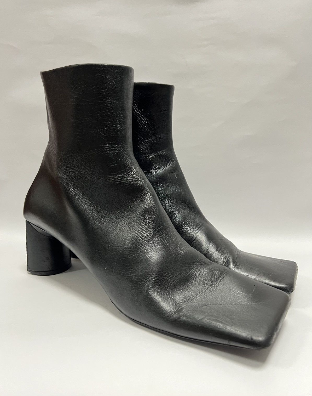 Balenciaga Balenciaga - Square Toe Leather Ankle Boots Size US 8 / IT 38 - 1 Thumbnail