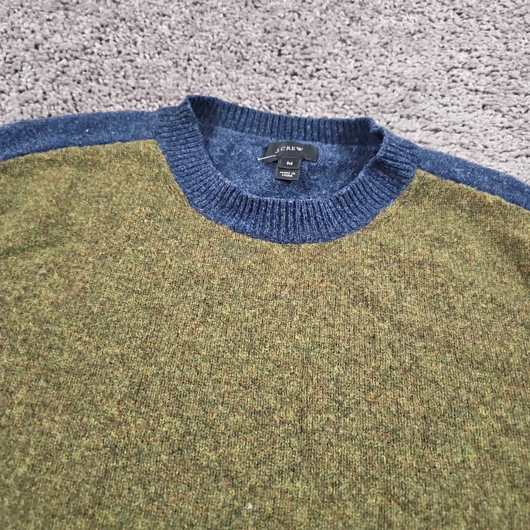 J.Crew J.CREW Sweater Mens M Green Blue Crew Neck 100% Wool Casual Regular Knit Pullover Size US M / EU 48-50 / 2 - 2 Thumbnail