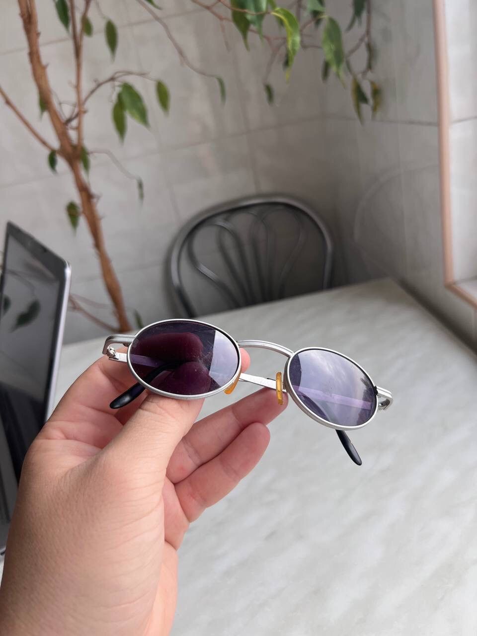 Japanese Brand × Vintage Vintage France 2000s Metal Gray Oval sunglasses France Size ONE SIZE - 9 Thumbnail