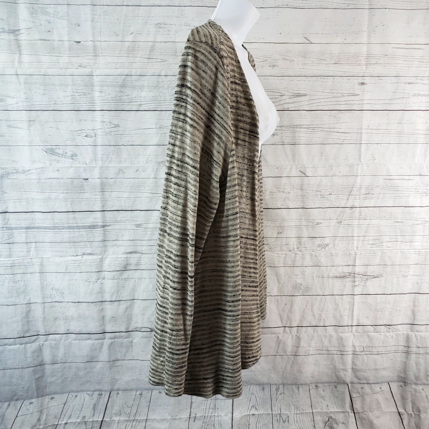 Vintage Tianello Womens Palmia Flow Cardigan Sz Medium Tan Stripe Open Front Long Sleeve Size M / US 6-8 / IT 42-44 - 3 Thumbnail