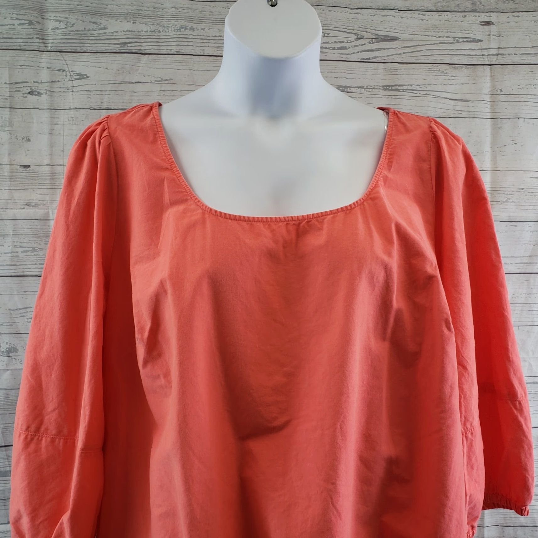 Vintage Ava & Viv Womens Top X Solid Pink 3/4 Sleeve Scoop Neck Cotton Blouse Womens XS? Size XL / US 12-14 / IT 48-50 - 2 Thumbnail