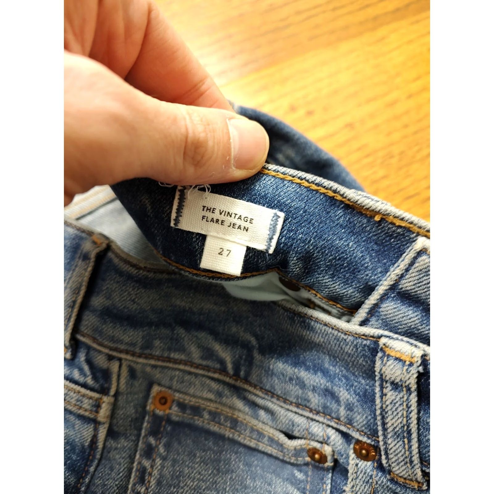 Madewell Madewell Jeans Womens 27 32 Inseam Denim 5-Pocket Flared Vintage Look Bohemian 90s Distressed Stretch Blue Denim Shirt? Size 27" / US 4 / IT 40 - 6 Thumbnail