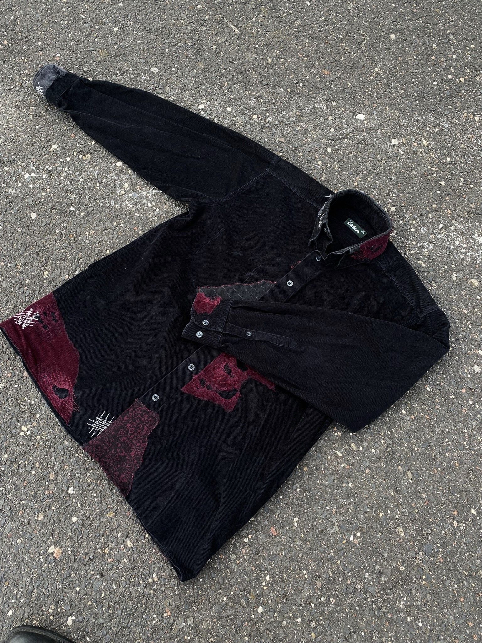 Other Vintage Repaired Patchwork Kapital Inspired Black corduroy Size US L / EU 52-54 / 3 - 3 Thumbnail