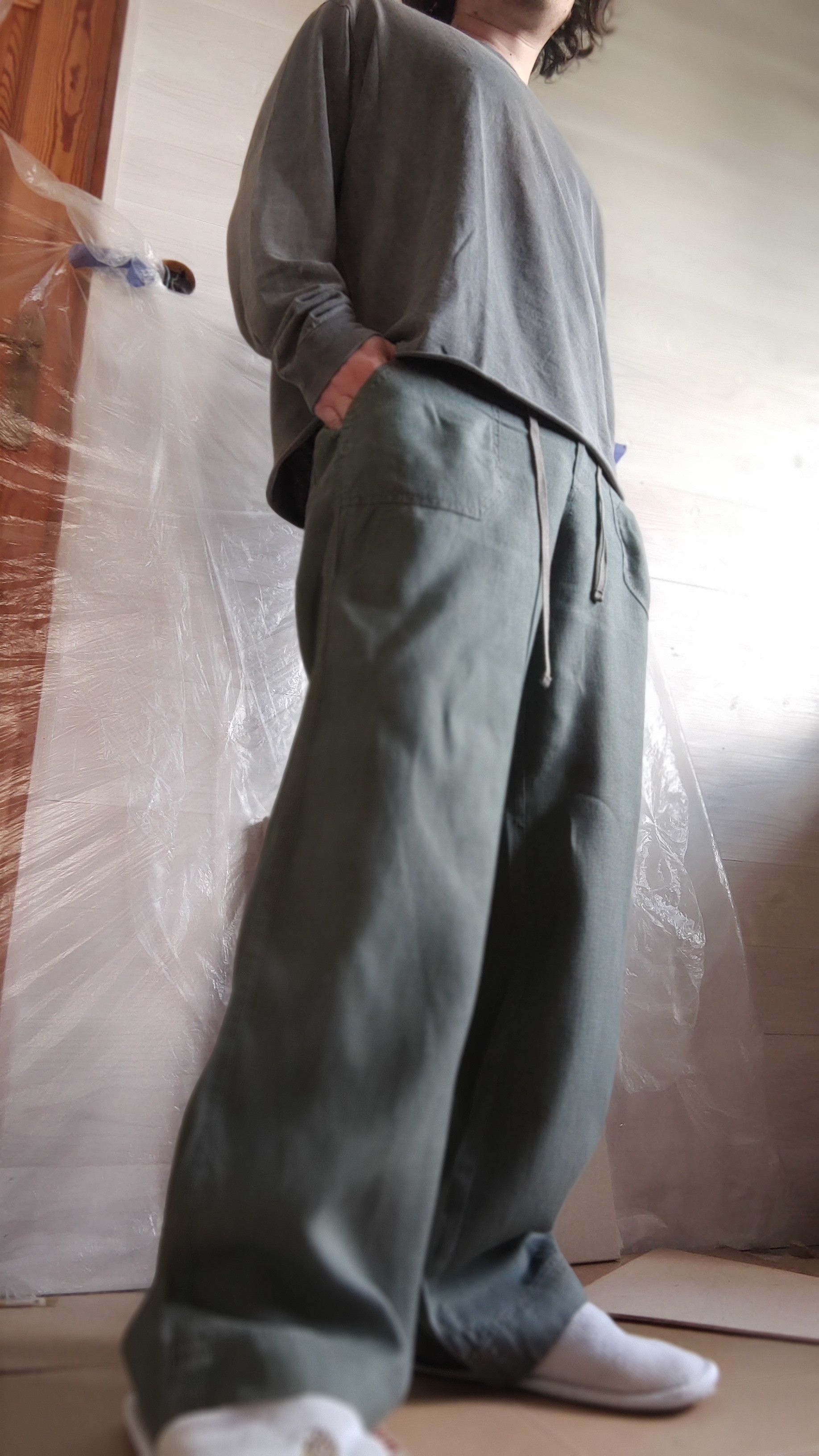 Vintage 100% Linen Pants Flared Baggy Minimalist y2k Vintage Size US 32 / EU 48 - 2 Thumbnail