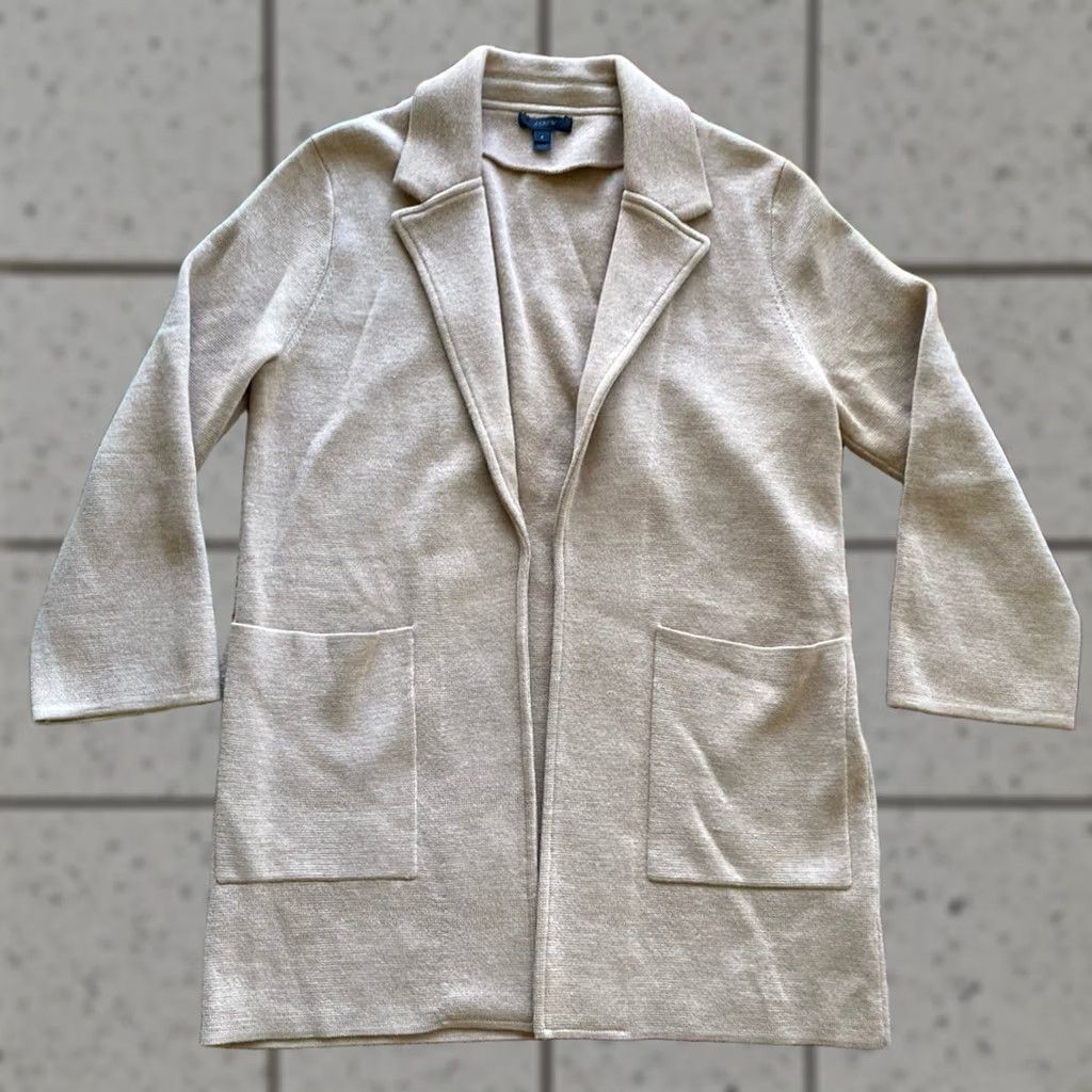 J.Crew VINTAGE J.CREW Open Front Sweater Blazer Coat Womens Size S Beige 100% Merino Wool Cozy Size S / US 4 / IT 40 - 1 Thumbnail