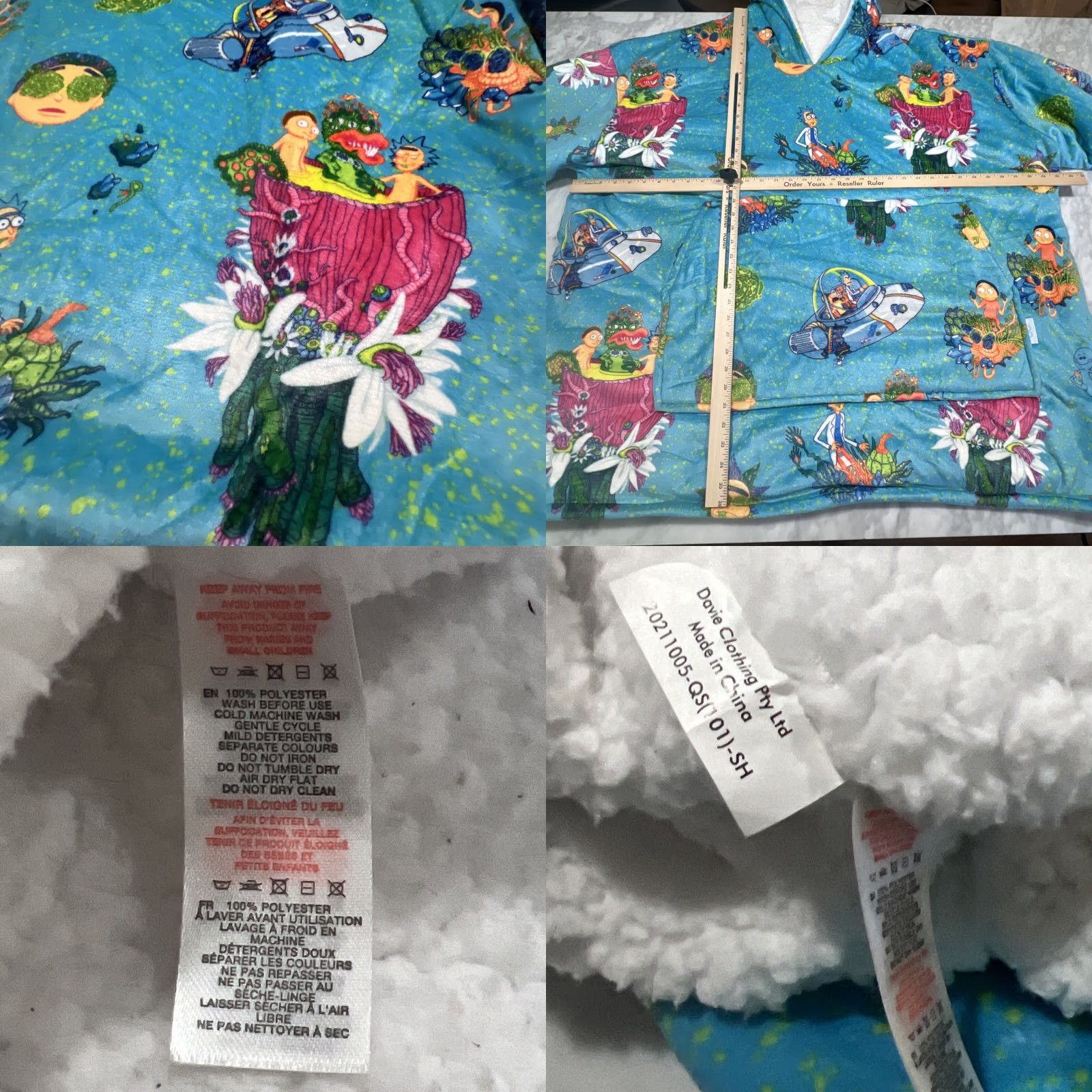 Swims Rick And Morty Oversized Sherpa Lined Hoodie Adult Swim Coverup Huge One Size Size US M / EU 48-50 / 2 - 8 Thumbnail