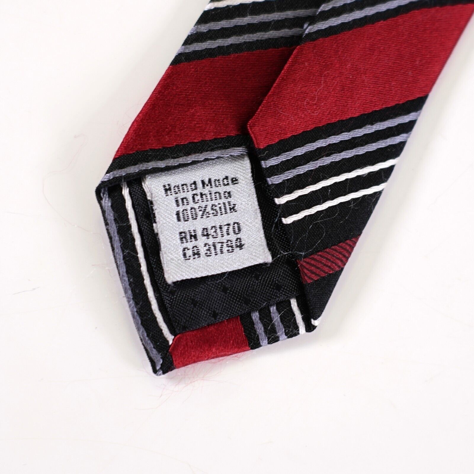 Designer Geoffrey Beene Red Black Striped Woven Silk Tie Size ONE SIZE - 4 Thumbnail