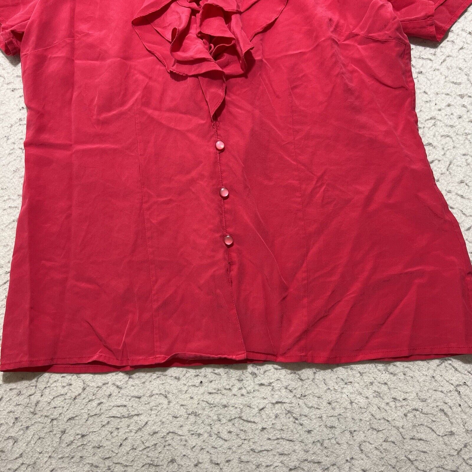 Pendleton Pendleton Silk Short Sleeve Hot Pink Ruffle Button Up Top Size XL / US 12-14 / IT 48-50 - 7 Thumbnail