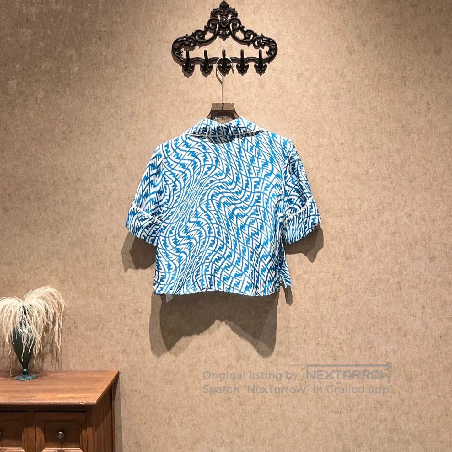 Fendi Fendi Blue FF Logo Silk Shirt Shorts Set. Size S / US 4 / IT 40 - 3 Thumbnail