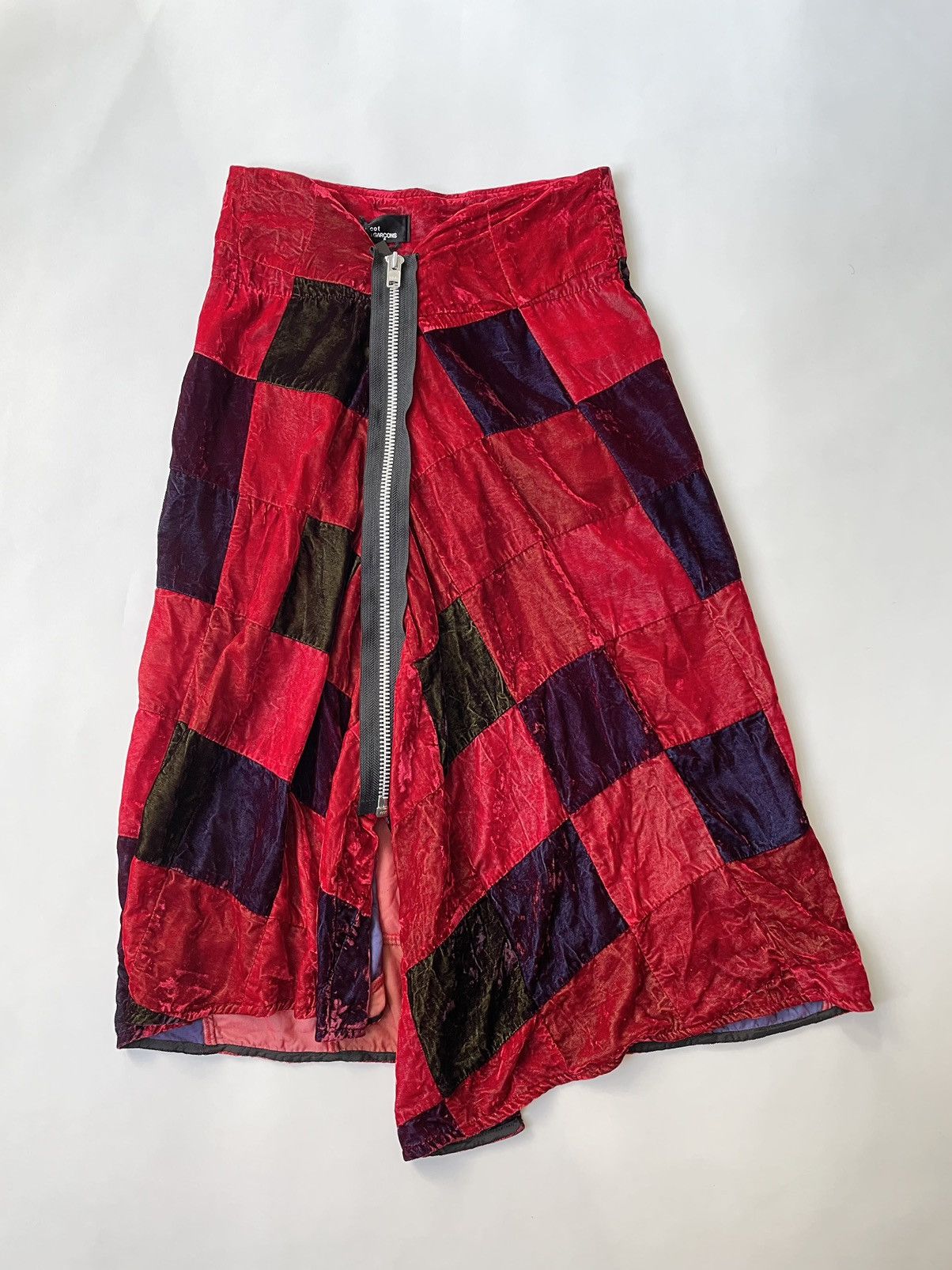 image of Comme Des Garcons S/s 04 Patchwork Velvet Biker Skirt, Women's (Size 26)