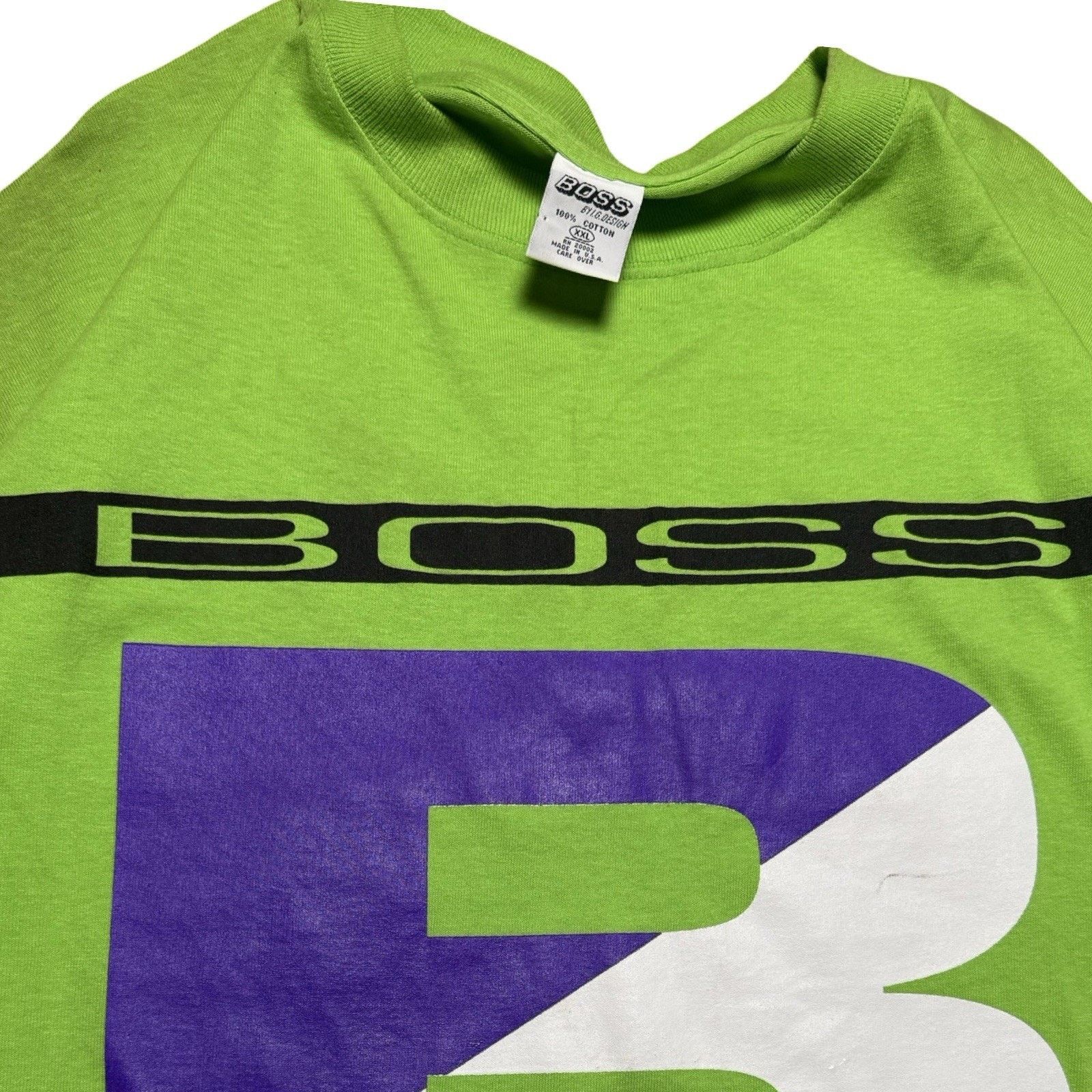 Vintage Vintage 1990s Boss I.G. Design Spell Out Green T-Shirt 2XL Size US XXL / EU 58 / 5 - 2 Thumbnail