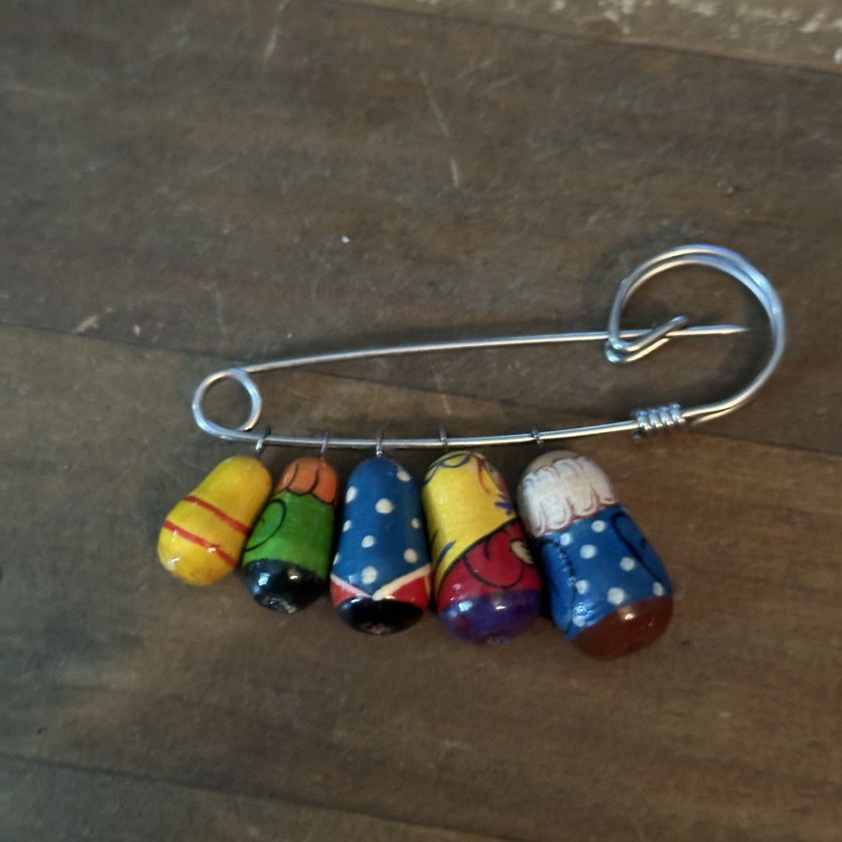 Vintage Vintage hand painted Russian nesting doll safety pin brooch Size ONE SIZE - 3 Thumbnail