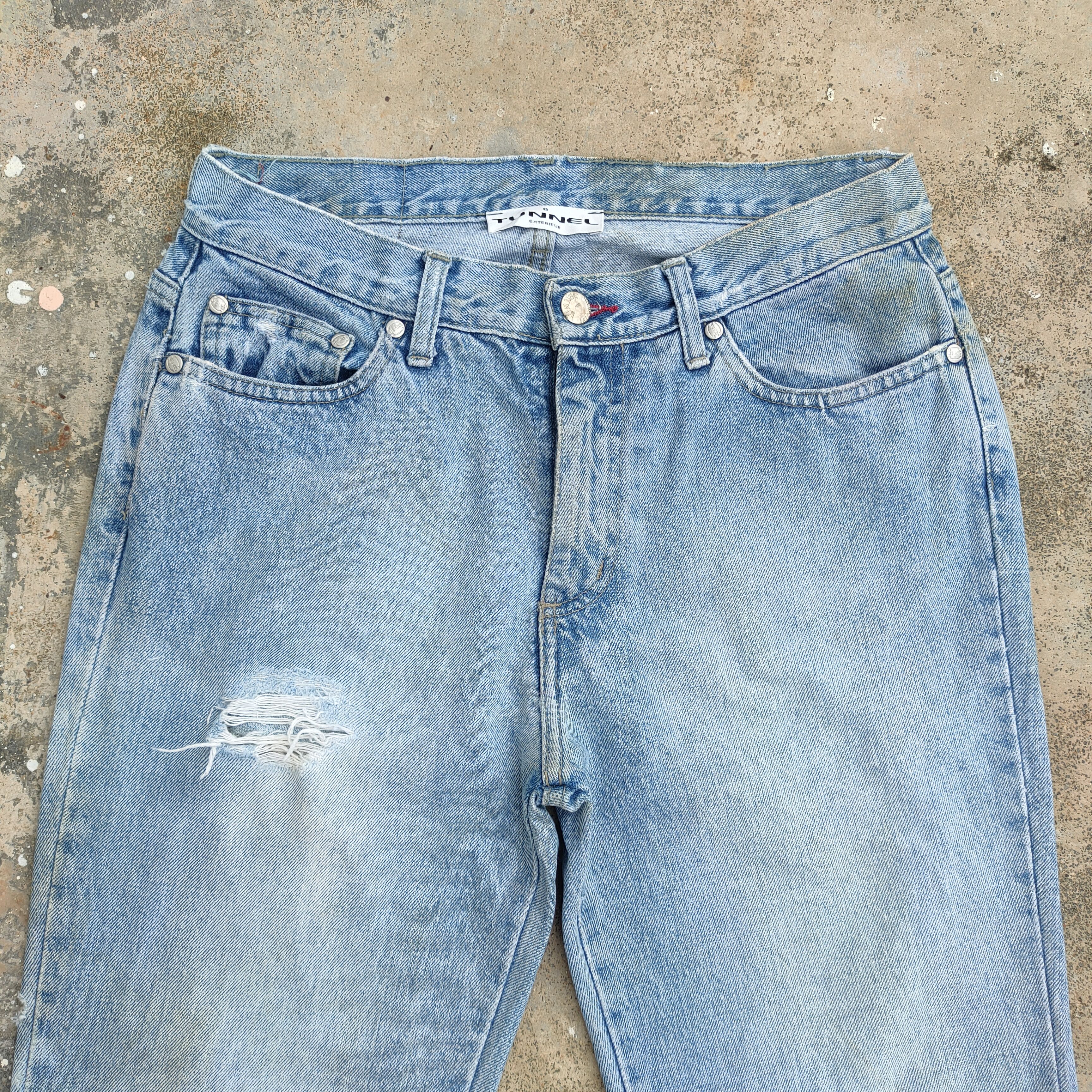 Japanese Brand FLARE VINTAGE TUNNEL DISTRESSED FADED JEANS DENIM PANTS Size US 30 / EU 46 - 3 Thumbnail