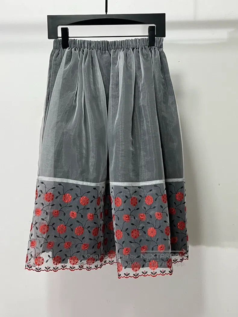 Comme des Garcons Comme Des Garcons Floral Embroidered Tulle Double Layer Sk Size 23" - 4 Thumbnail