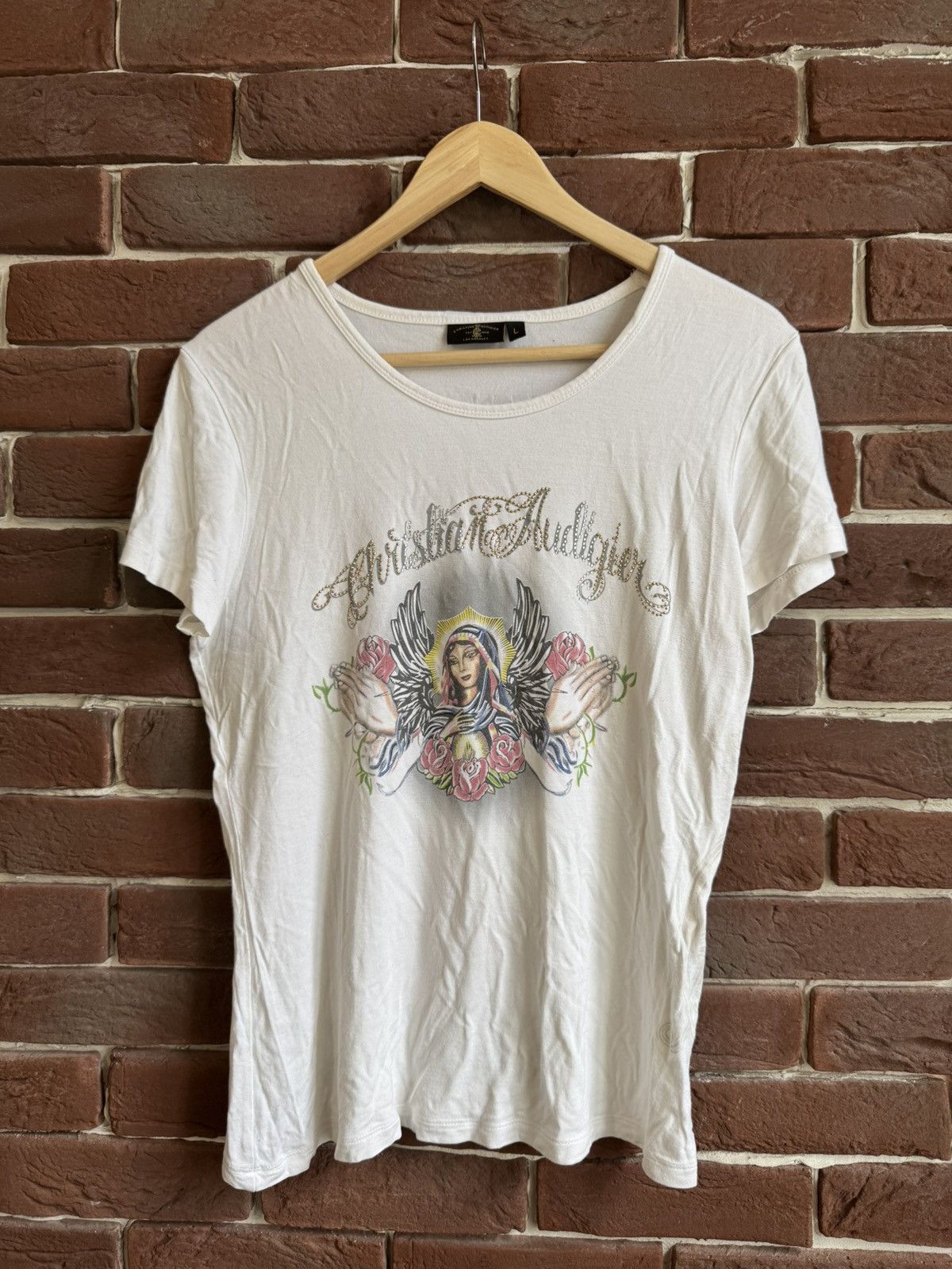 Ed Hardy Y2K Christian Audigier Mother Of God Christ Jesus Tee 00s Size L / US 10 / IT 46 - 1 Thumbnail