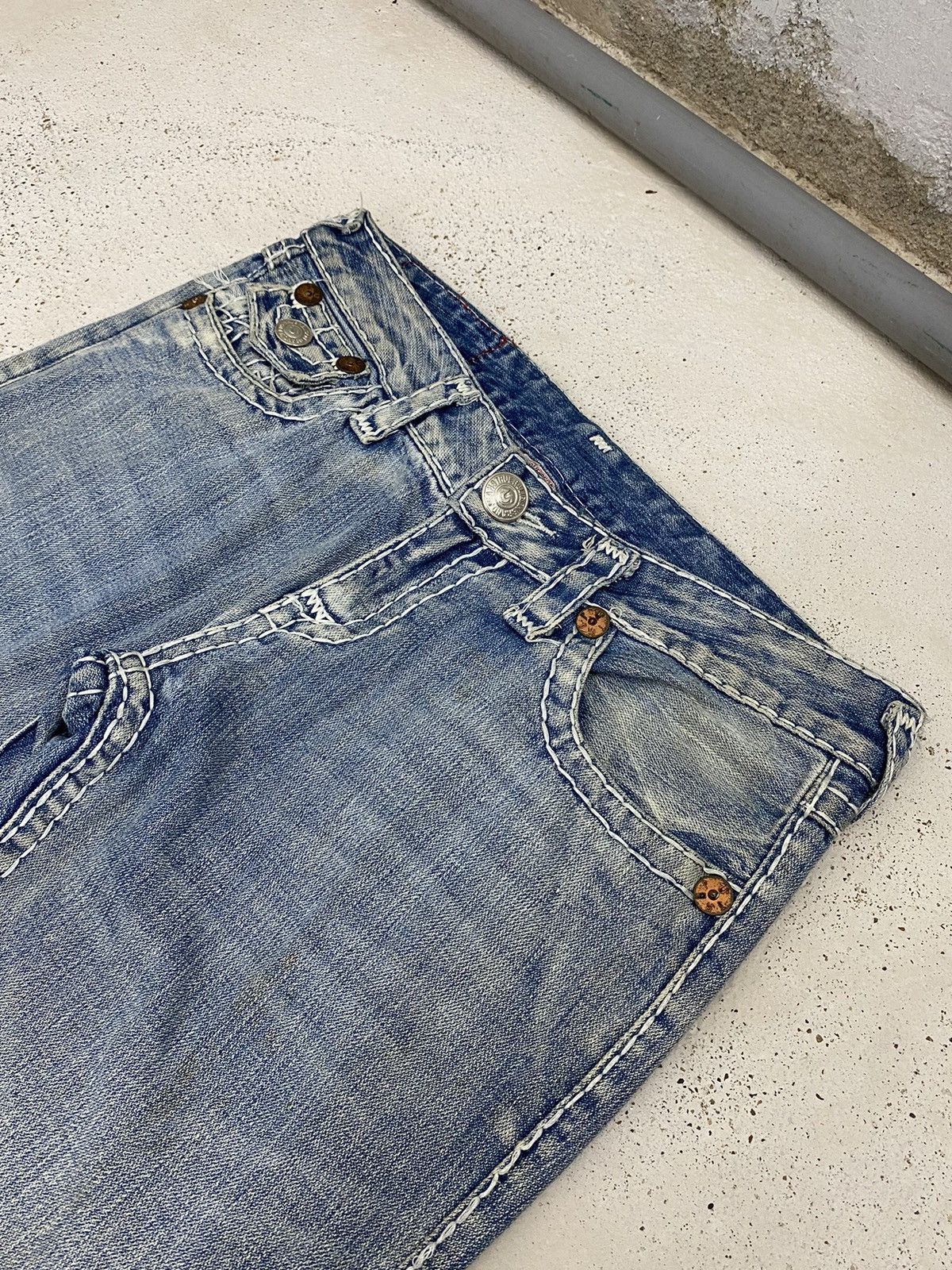 Hysteric Glamour Flare True Religion Japan Light Blue Distressed Denim Size US 31 - 6 Thumbnail