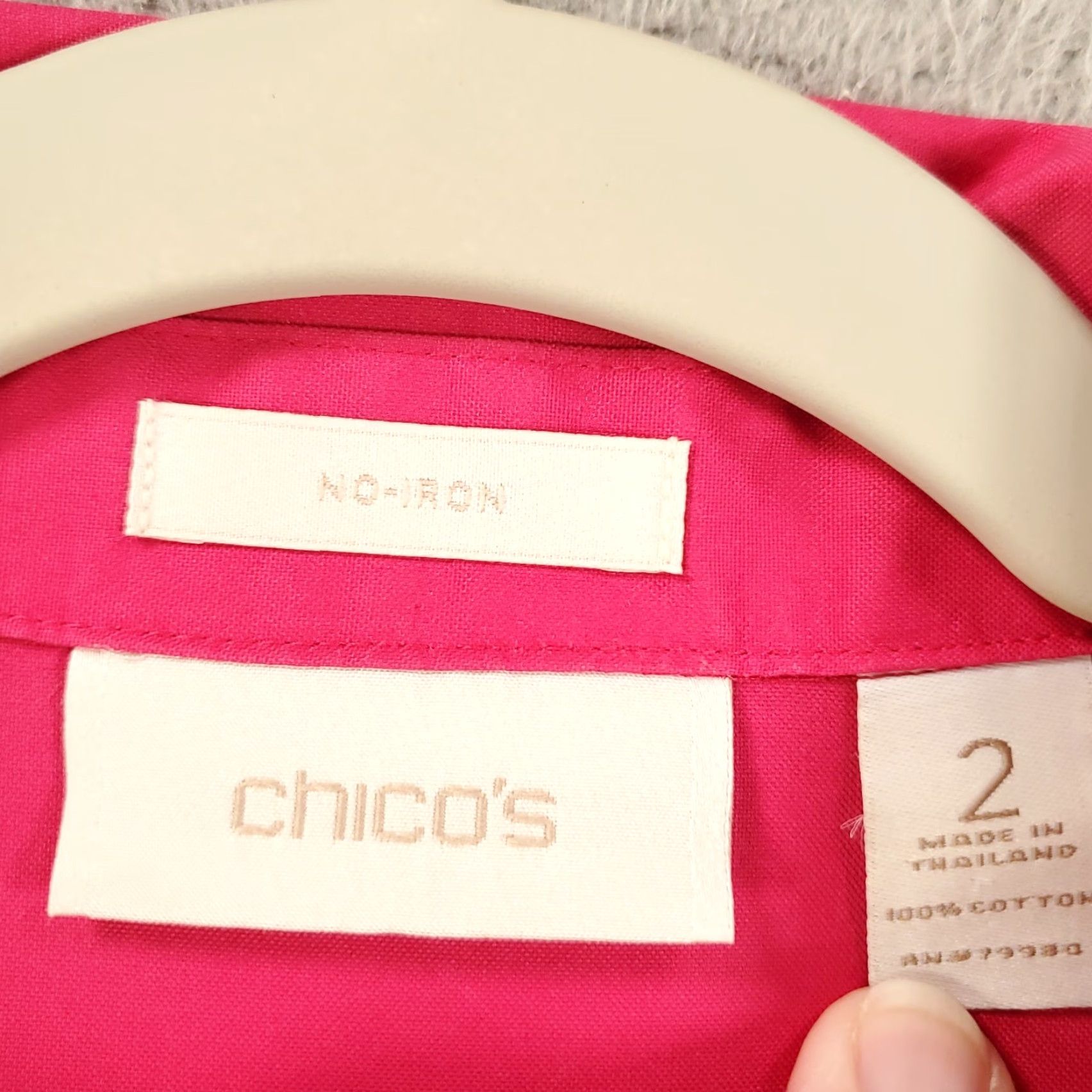 Vintage Chico's Brand Blouse Women's Chicos Button Up 2 Pink Long Sleeve 100% Cotton Classic/Fitted Non-Iron Wrinkle Resistant Regular L Shirt/Top Size L / US 10 / IT 46 - 5 Thumbnail