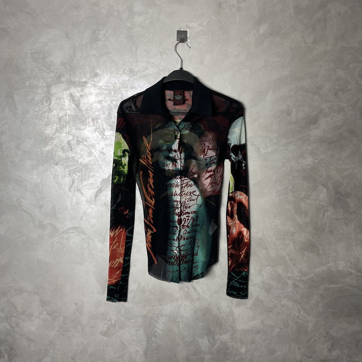 Jean Paul Gaultier FW1997 JPG Fight Racism Face Mesh Long Sleeve Shirt Size XS / US 0-2 / IT 36-38 - 7 Thumbnail