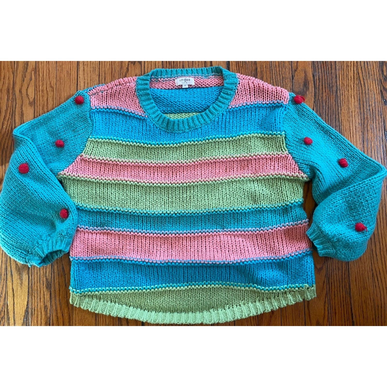 Other Umgee USA Cable Knit Fun Sweater Women’s Small Pom Poms Size S / US 4 / IT 40 - 1 Thumbnail