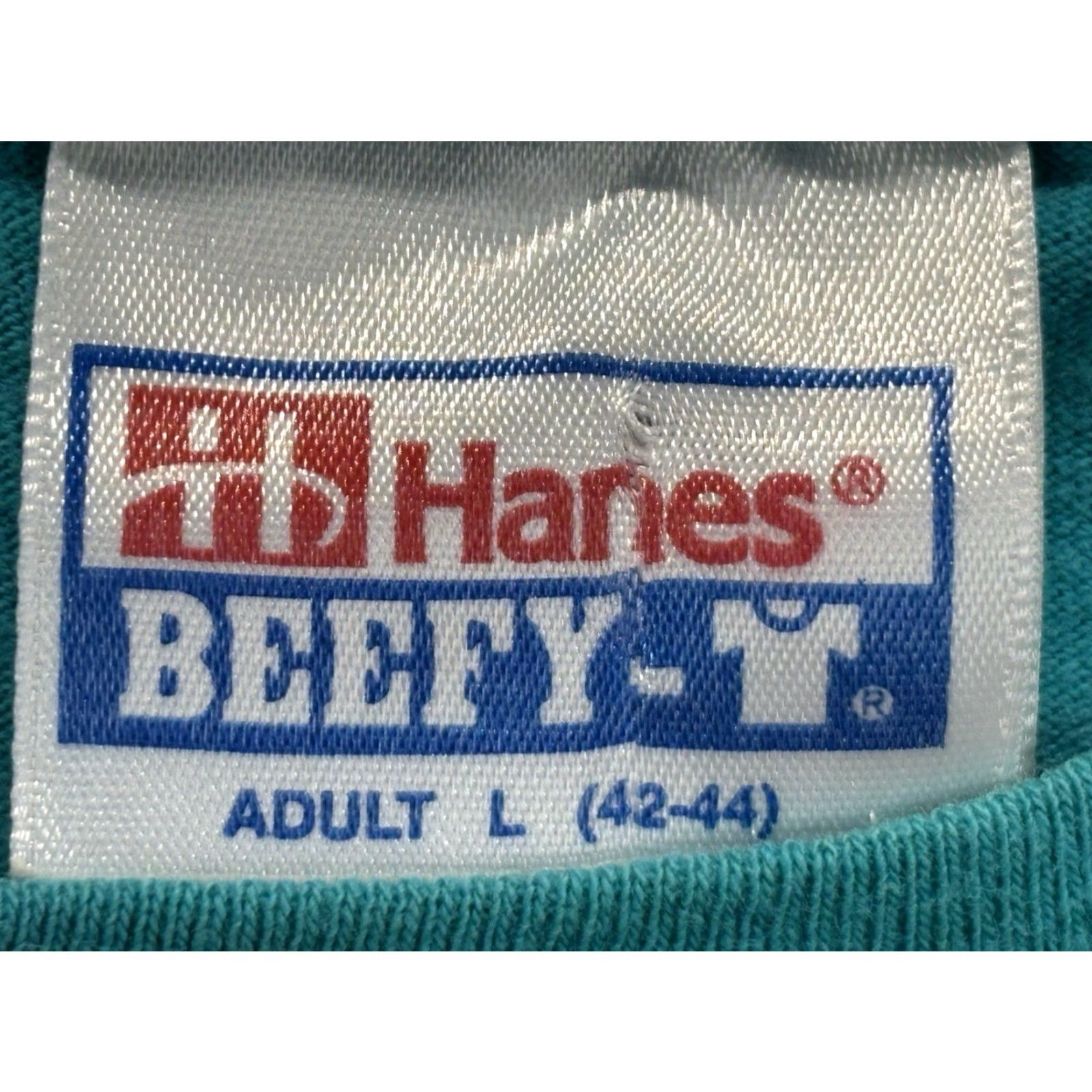 Hanes VINTAGE Hanes Beefy-T T Shirt Milwaukee WI Teal Skyline Graphic Print Crew Neck Short Sleeve Men’s L Size US L / EU 52-54 / 3 - 5 Thumbnail