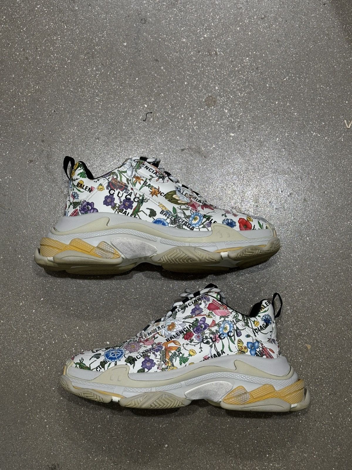 Balenciaga × Gucci White Hacker Floral Logo Triple S Sneakers Size US 9.5 / EU 42-43 - 2 Thumbnail