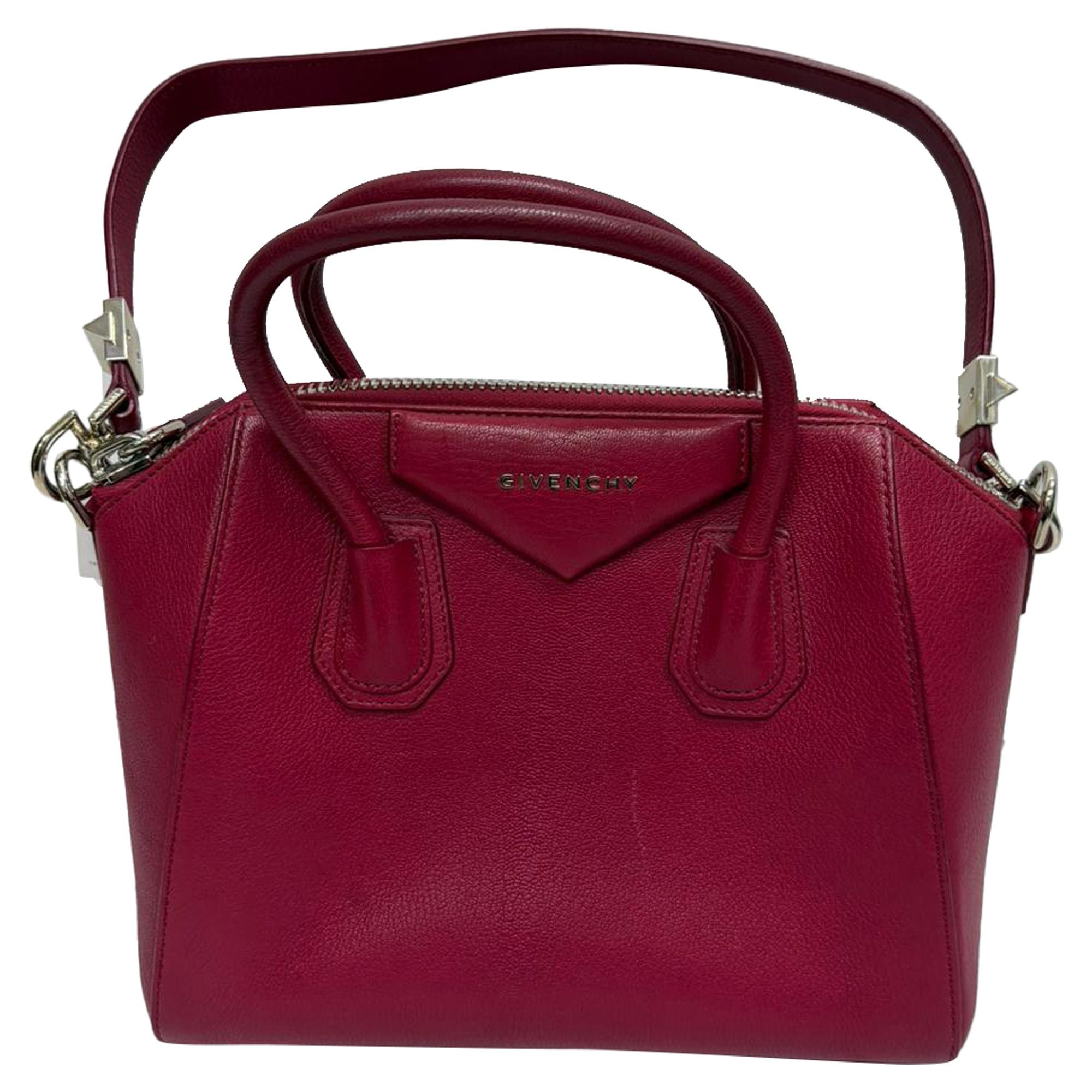 Givenchy Givenchy Small Antigona Top Handle Bag in Burgundy Goat Leat Size ONE SIZE - 1 Thumbnail