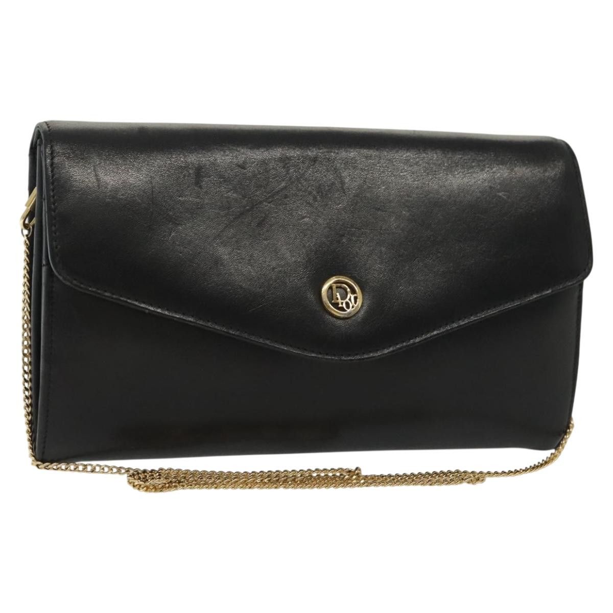 Dior DIOR Chain Shoulder Bag Leather Black Gold Size ONE SIZE - 1 Thumbnail