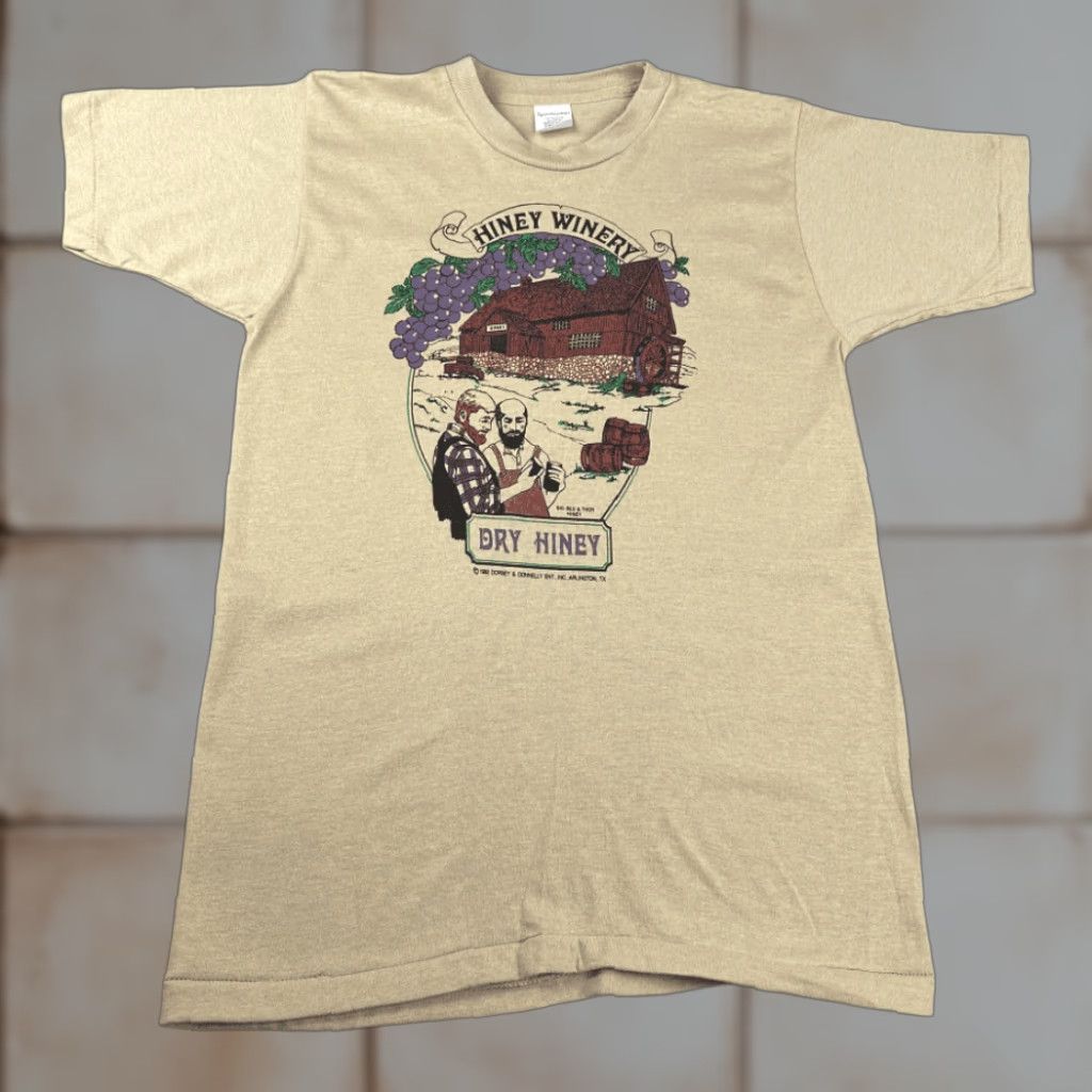 Vintage VINTAGE Hiney Winery Shirt Adult XS Beige 80s Dry Wine Promo Size US XS / EU 42 / 0 - 1 Thumbnail