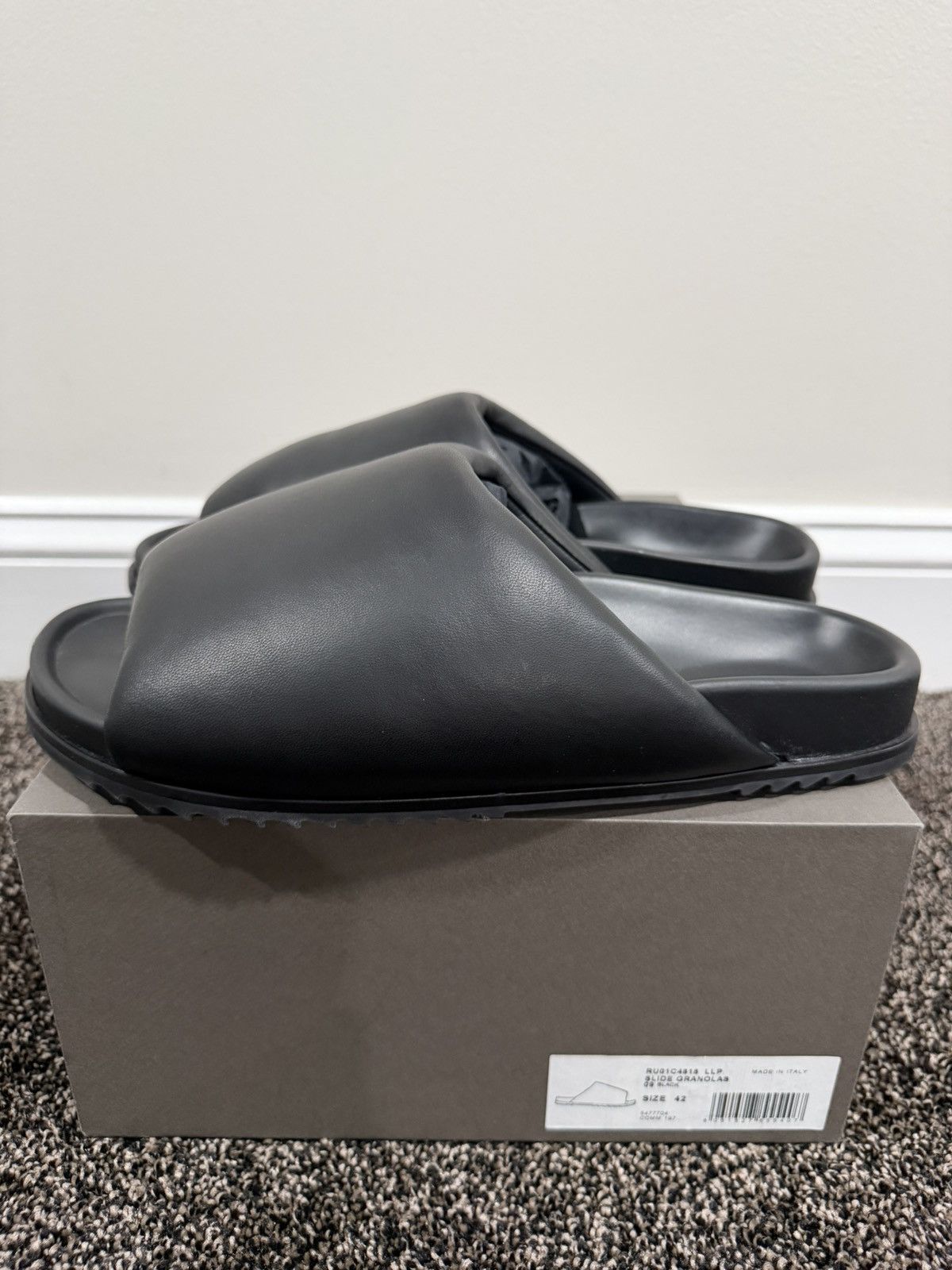 Rick Owens Rick Owens Black Leather Padded Granola Slides Slip Ons Size US 9 / EU 42 - 4 Thumbnail
