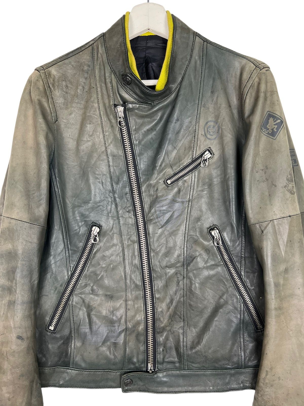 Frapbois 🔥 FRAPBOIS ASYMMETRICAL DYED LEATHER MOTO JACKET Size US S / EU 44-46 / 1 - 5 Thumbnail