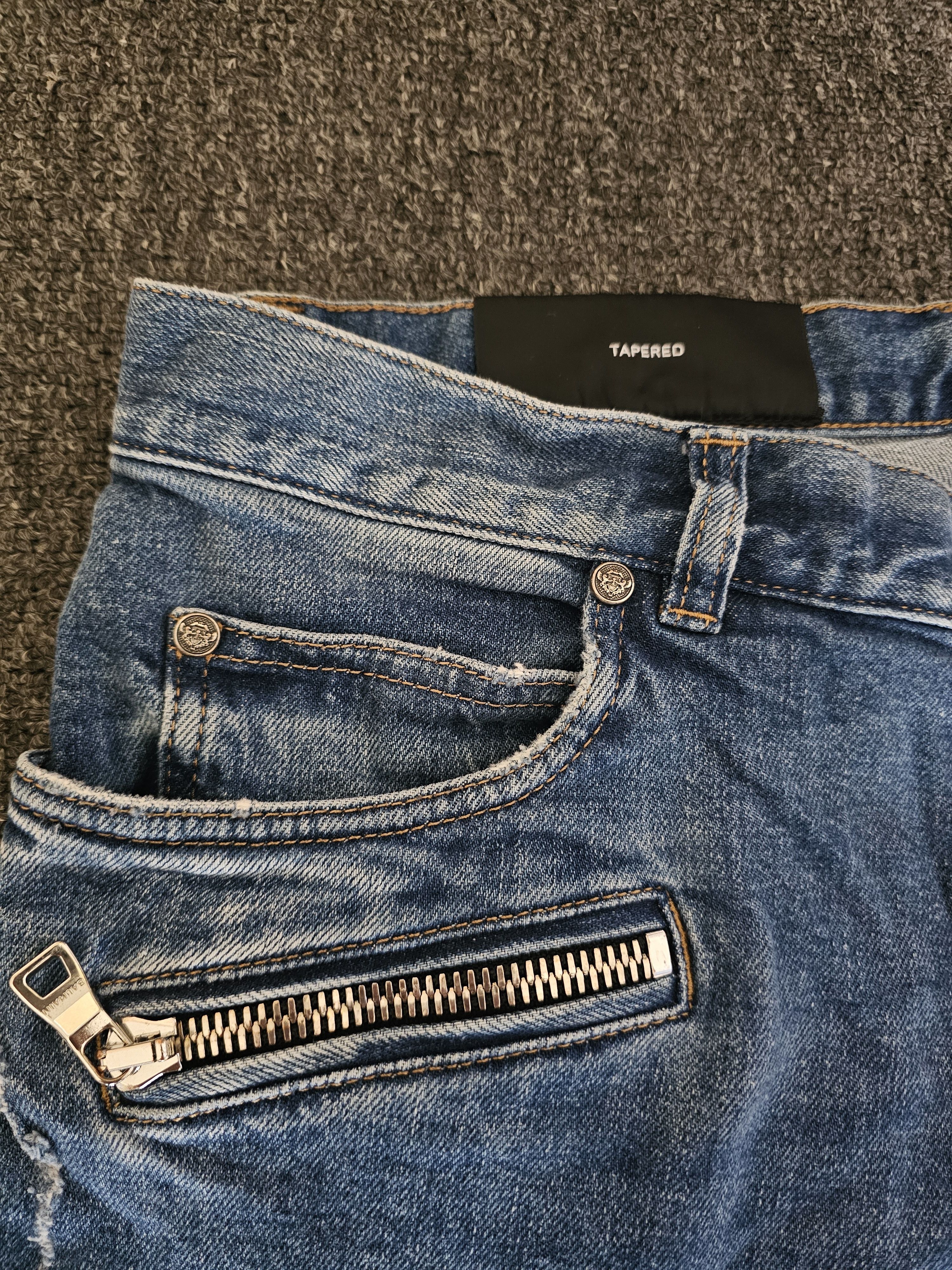 Balmain BALMAIN men's blue biker jeans size 32 Size US 32 / EU 48 - 4 Thumbnail