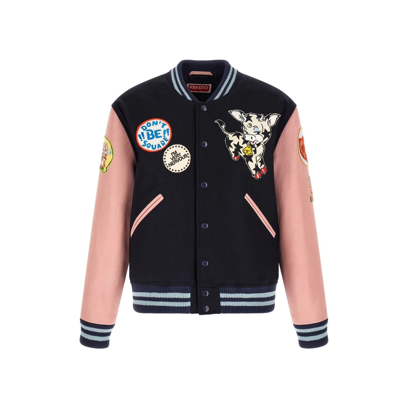 Kenzo Kenzo Badges Pink Wool Bomber Jacket New & Authentic (Men's Size US S / EU 44-46 / 1 - 1 Thumbnail