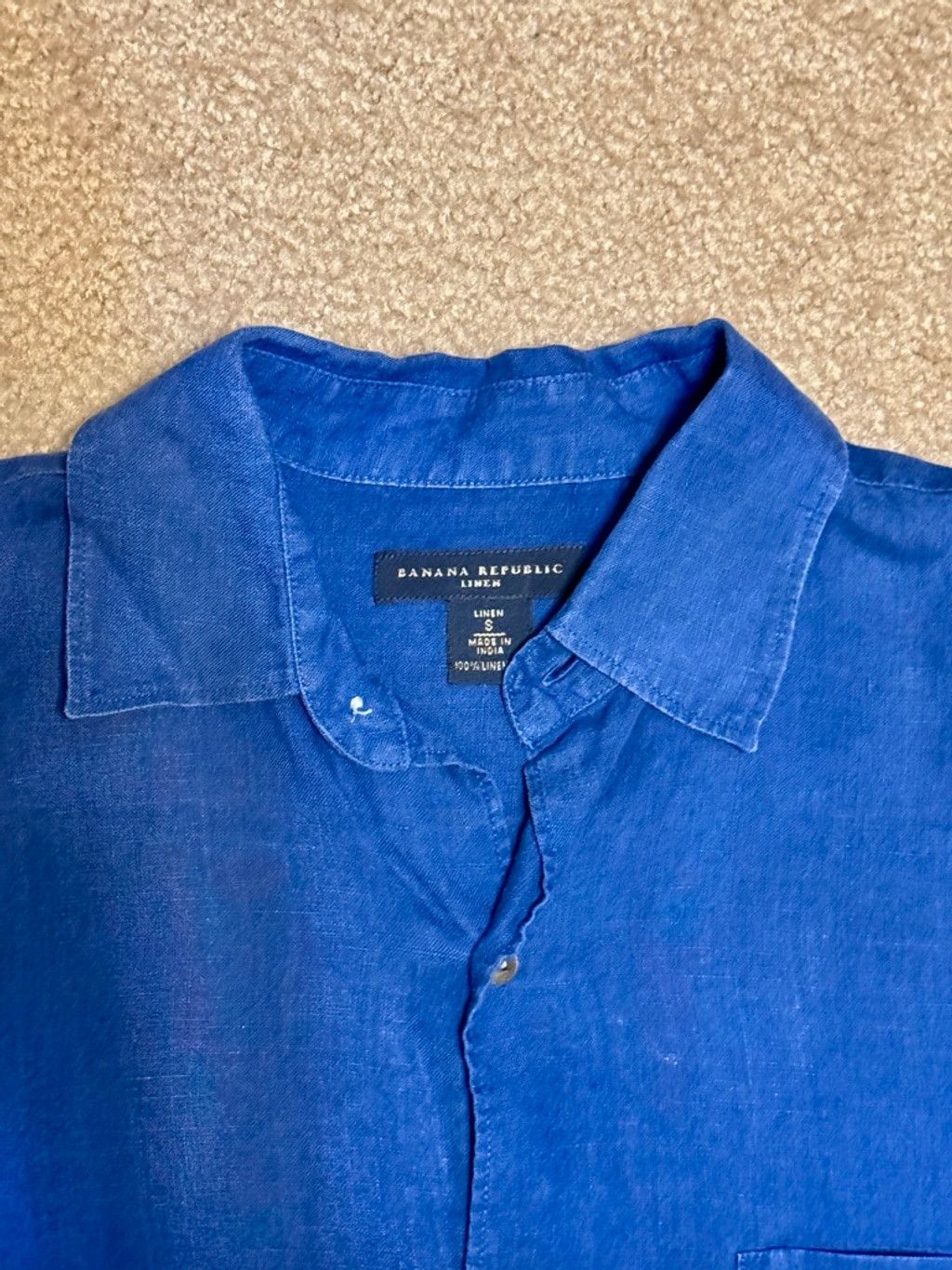 Banana Republic Mens Navy Blue Banana Republic Linen Buttondown Sz-Sm Size US S / EU 44-46 / 1 - 1 Thumbnail