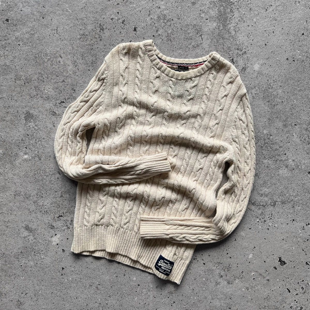 Superdry SuperDry Mens Beige Jacob Lite Cable Knit Crew Neck Sweater Size US M / EU 48-50 / 2 - 3 Thumbnail