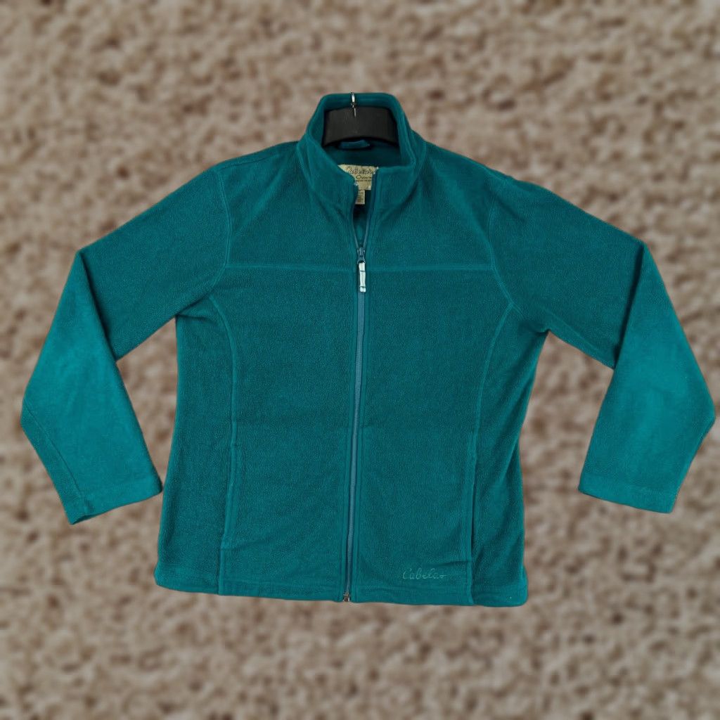 Vintage Cabela's Jacket Womens Small Teal Fleece Mock Neck Cozy Pockets Polyester Size S / US 4 / IT 40 - 1 Thumbnail