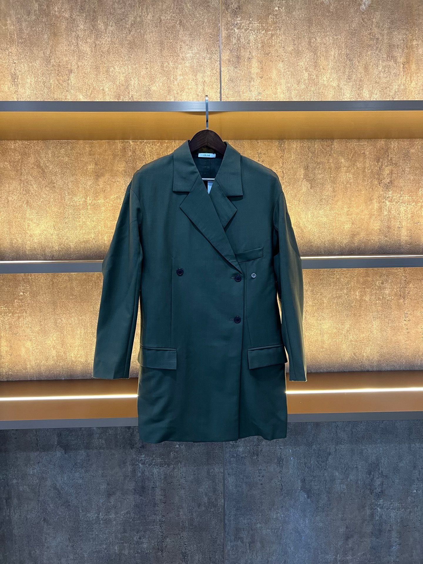Celine Celine Army Green Belted Long Blazer Size S / US 4 / IT 40 - 1 Thumbnail