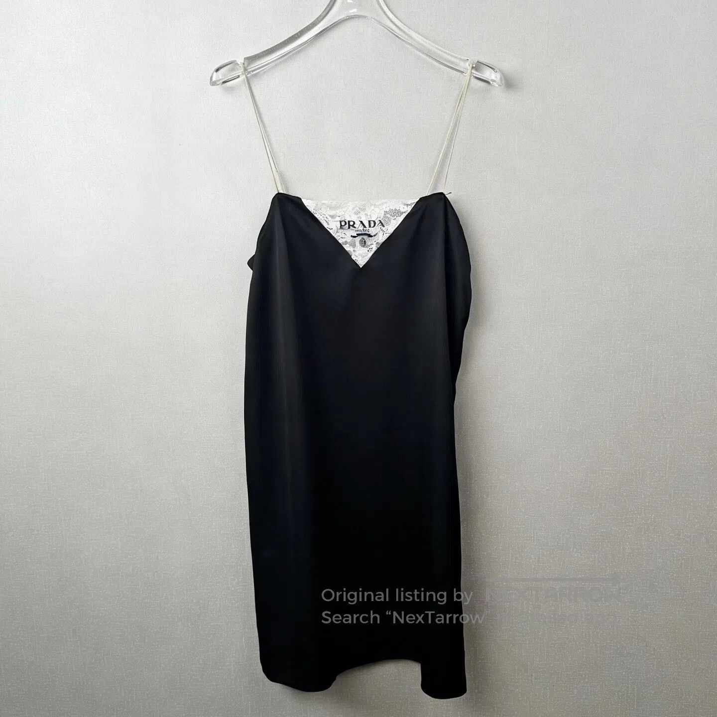 Prada Prada Black Lace Triangle Logo Belted Silk Dress| Size M / US 6-8 / IT 42-44 - 1 Thumbnail