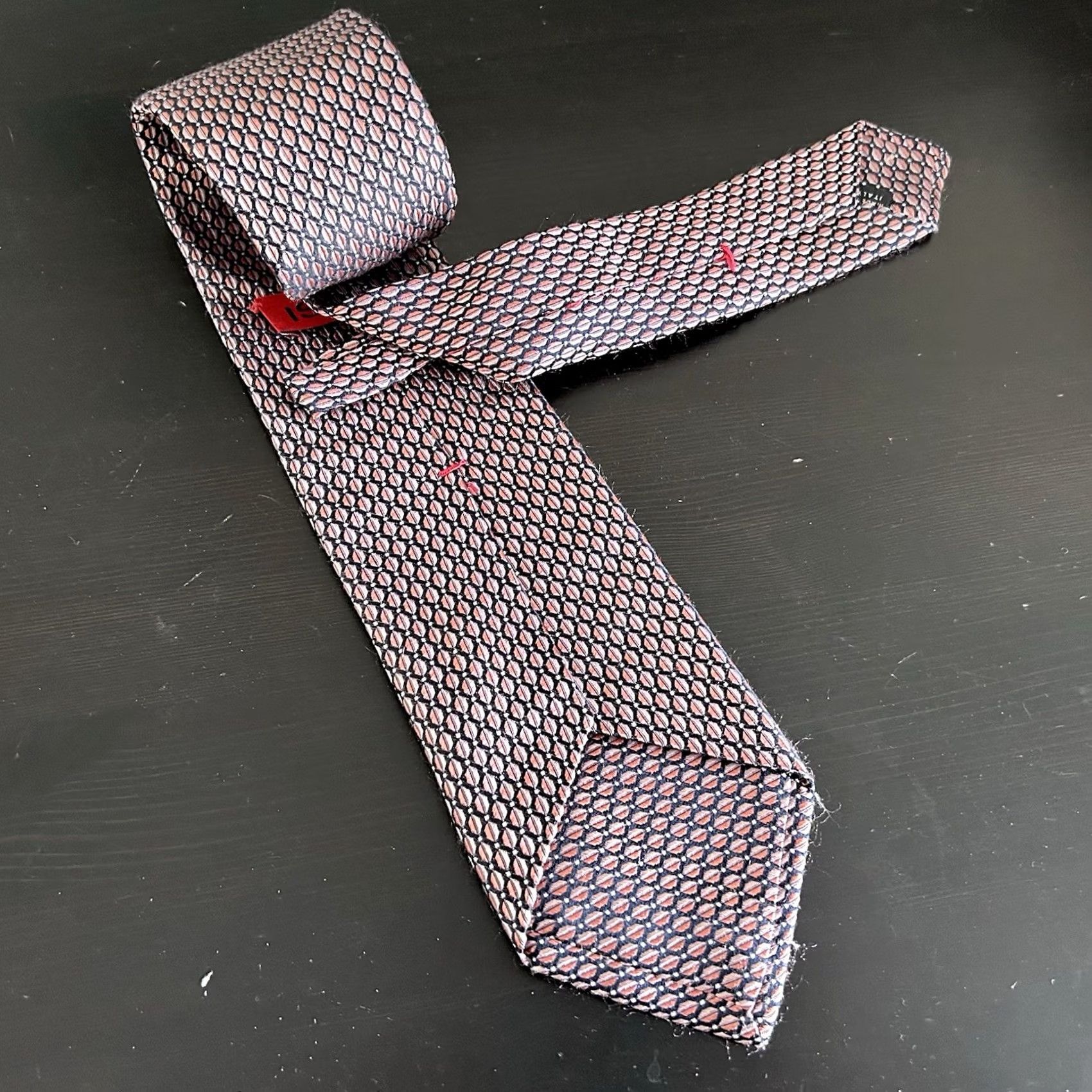 Isaia ISAIA Napoli 100% Silk Necktie Tie Geometric Pink Blue 3 3/4 x 60 Made in Italy Size ONE SIZE - 3 Thumbnail