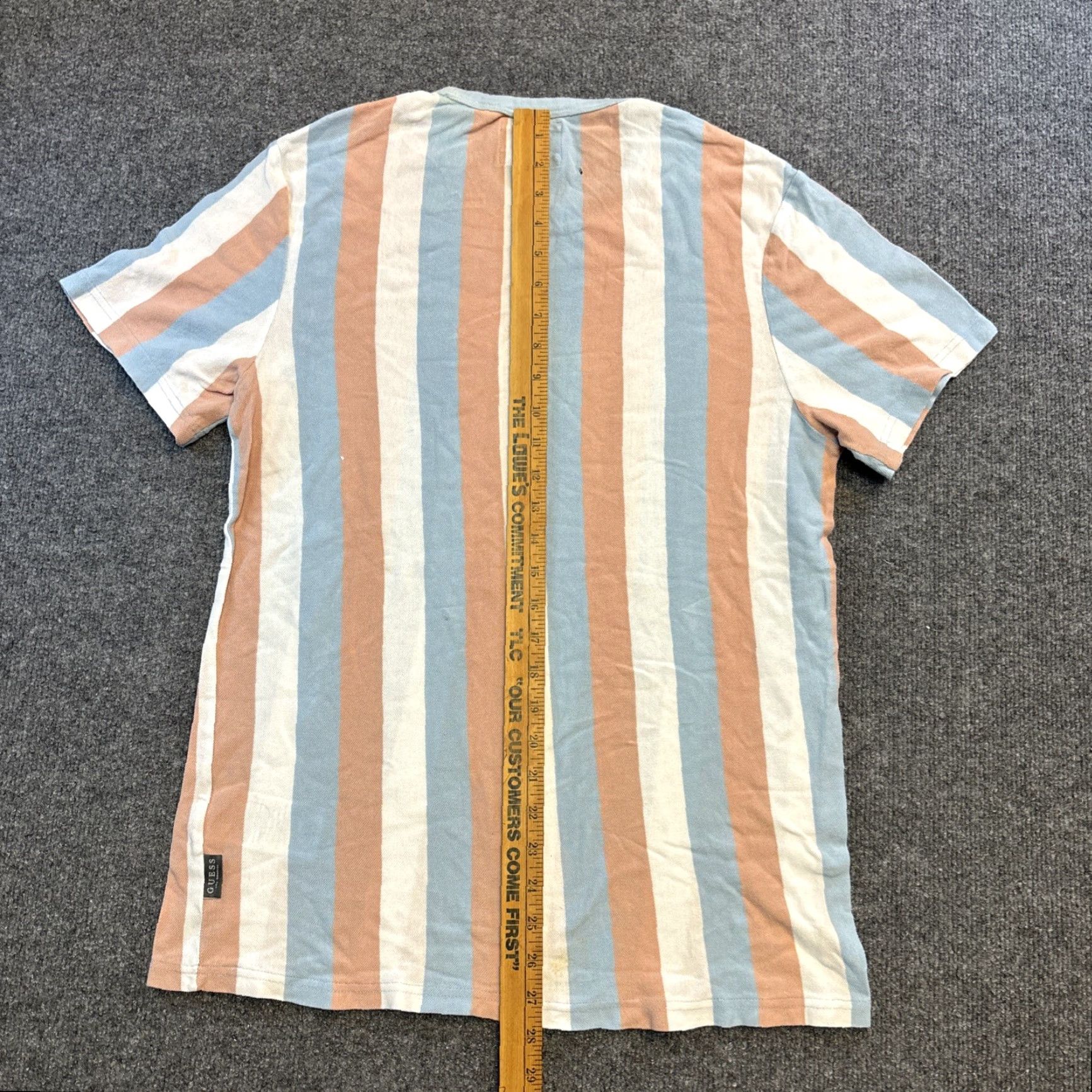 Guess VINTAGE GUESS Shirt Mens XL Pastel Stripe Textured Knit Casual Nautical Short Sleeve Crew Neck Blue Cotton Knit T-Shirt Size US XL / EU 56 / 4 - 7 Thumbnail