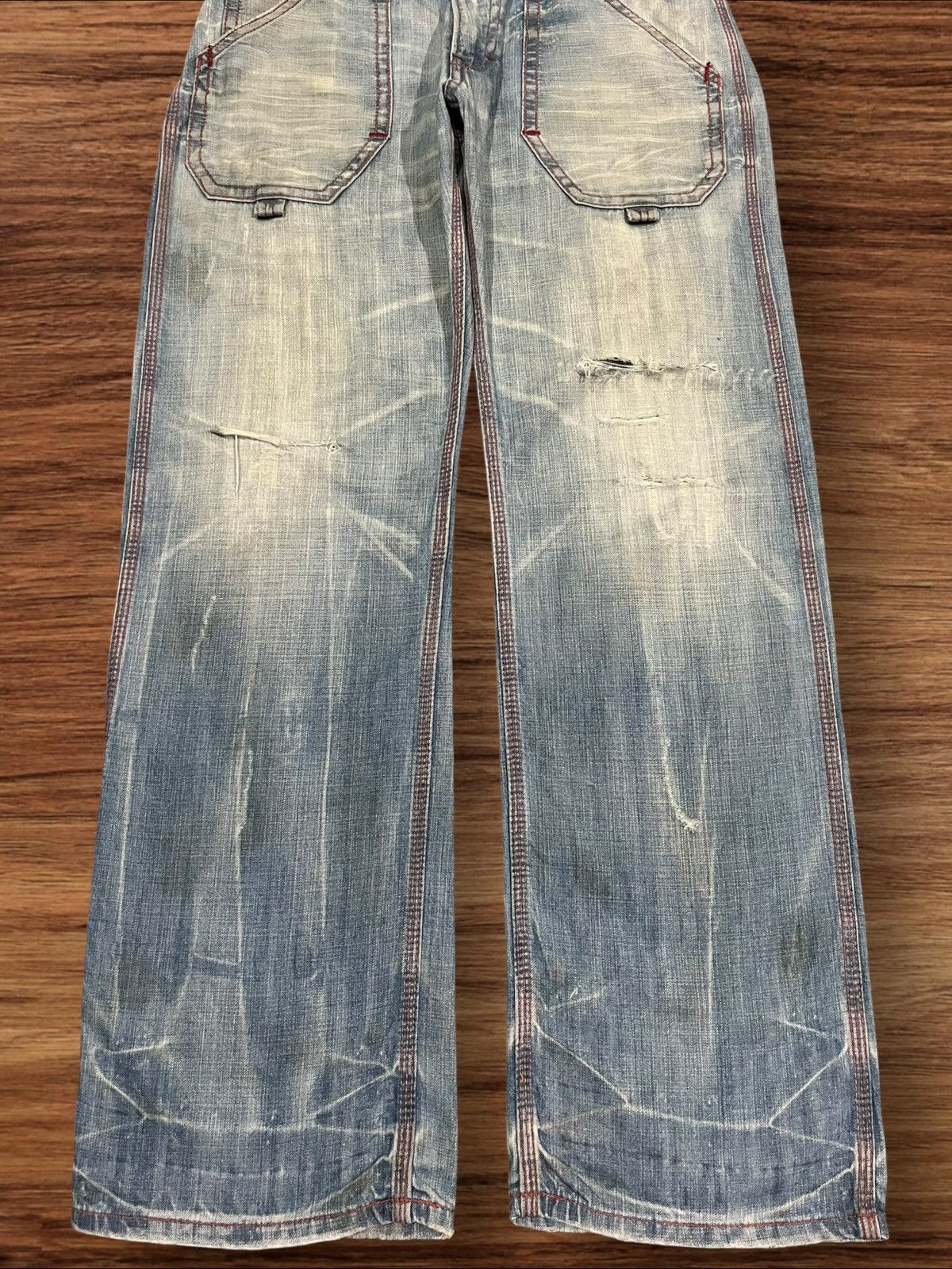 45rpm × Edwin × Japanese Brand Vintage Edwin Blue Trip 503 Red Thread Distressed Blue Jeans Size US 32 / EU 48 - 11 Thumbnail