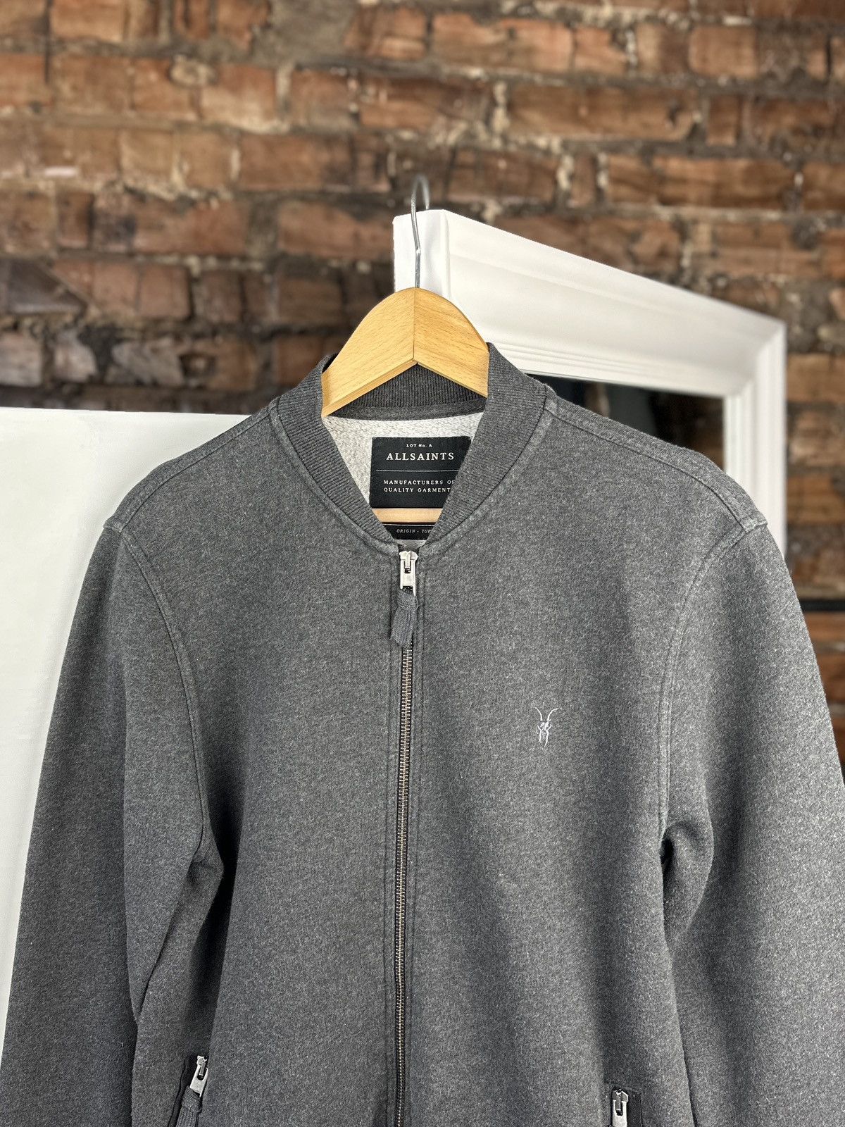 Allsaints Mens Oldsen Bomber Allsaints Full Zip Gray Size: S Size US S / EU 44-46 / 1 - 2 Thumbnail