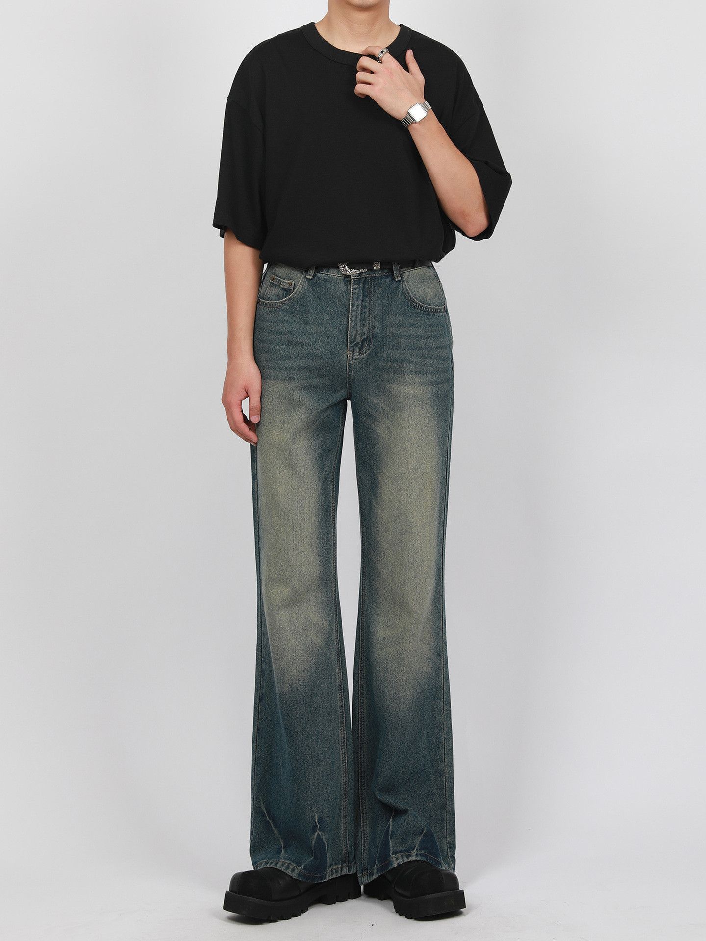 Japanese Brand × Jean American retro distressed all-match washed flared jeans Size US 32 / EU 48 - 2 Thumbnail